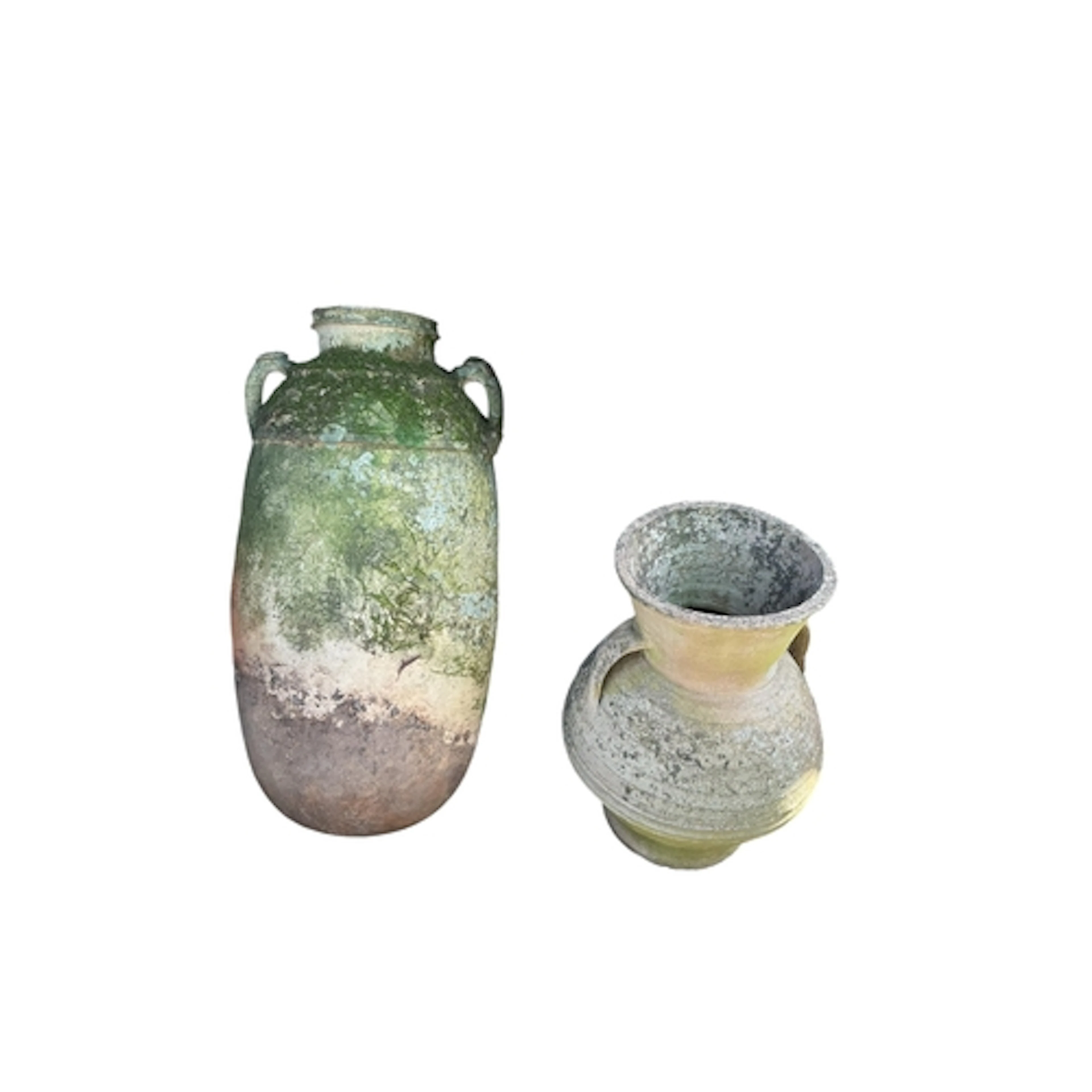Two earthenware Greek style oil jars, larger approx. height ...