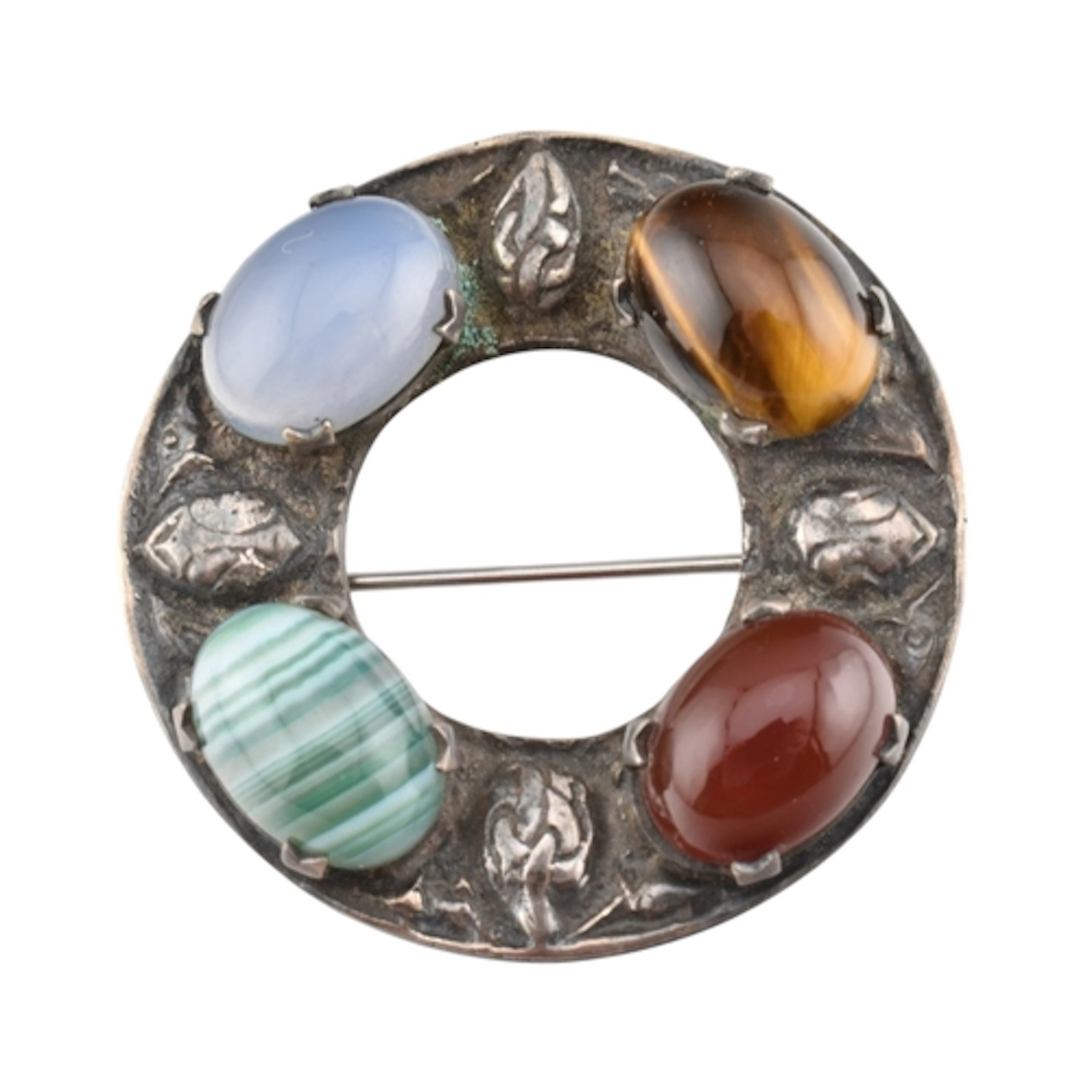 Robert Alison- A 1960S hallmarked silver agate specimen broo...
