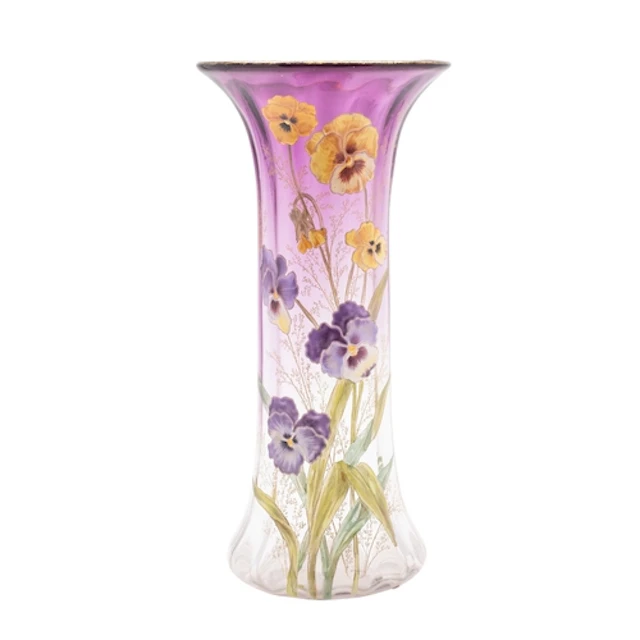 A Legras Mont Joye glass vase of waisted form the graduating...