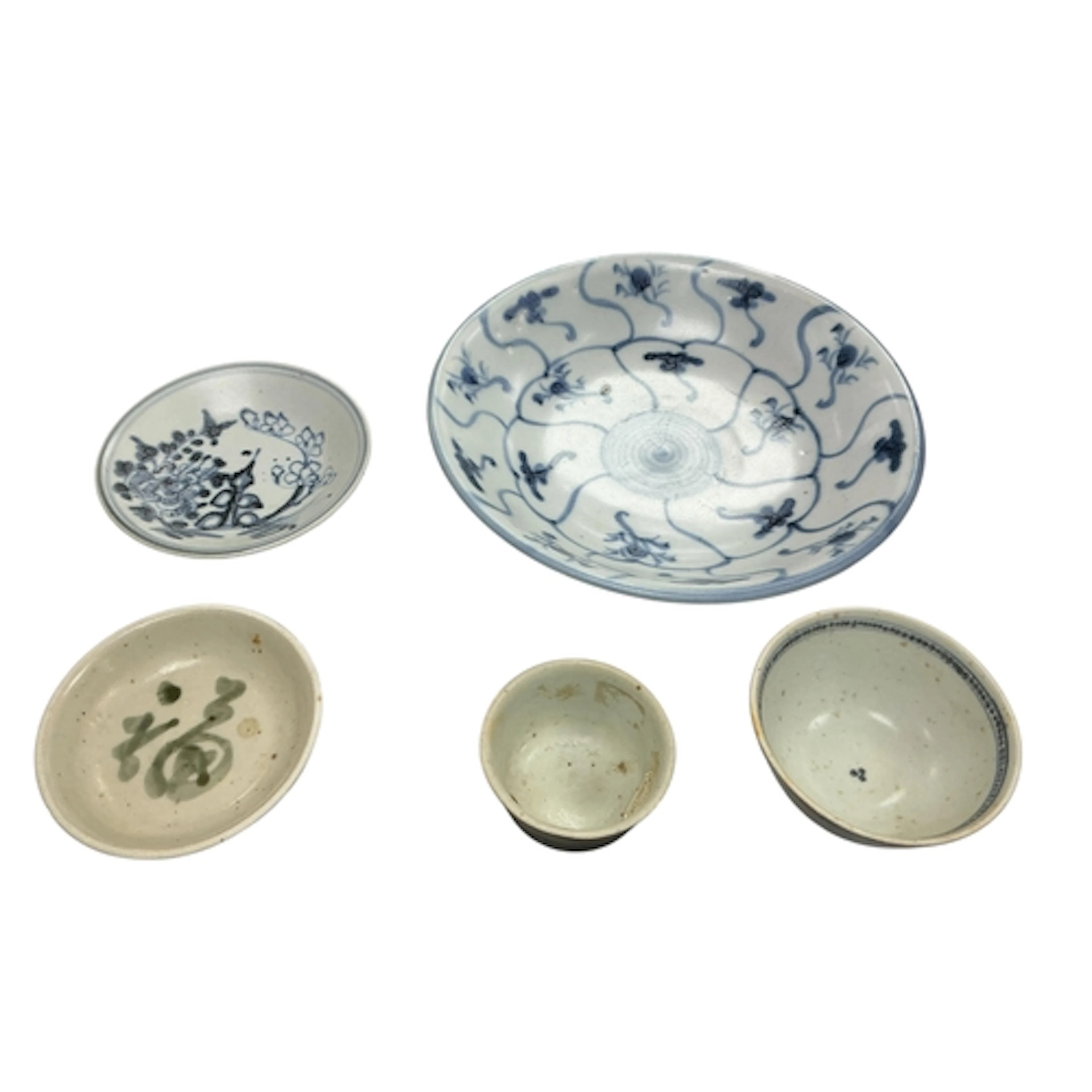 Chinese ceramic bowls, five pieces of the treasure of the te...