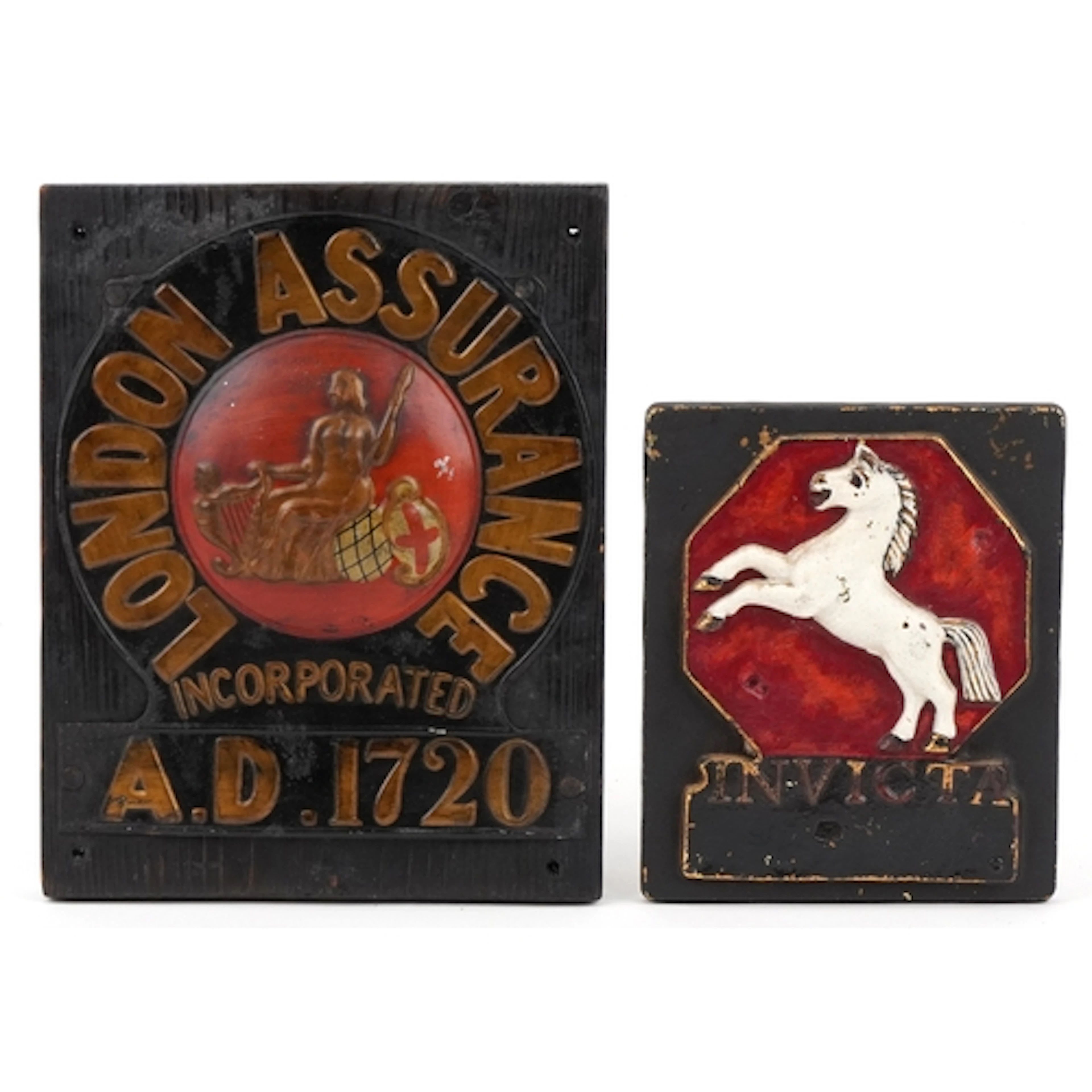 London Assurance tin fire insurance plaque and a decorative ...