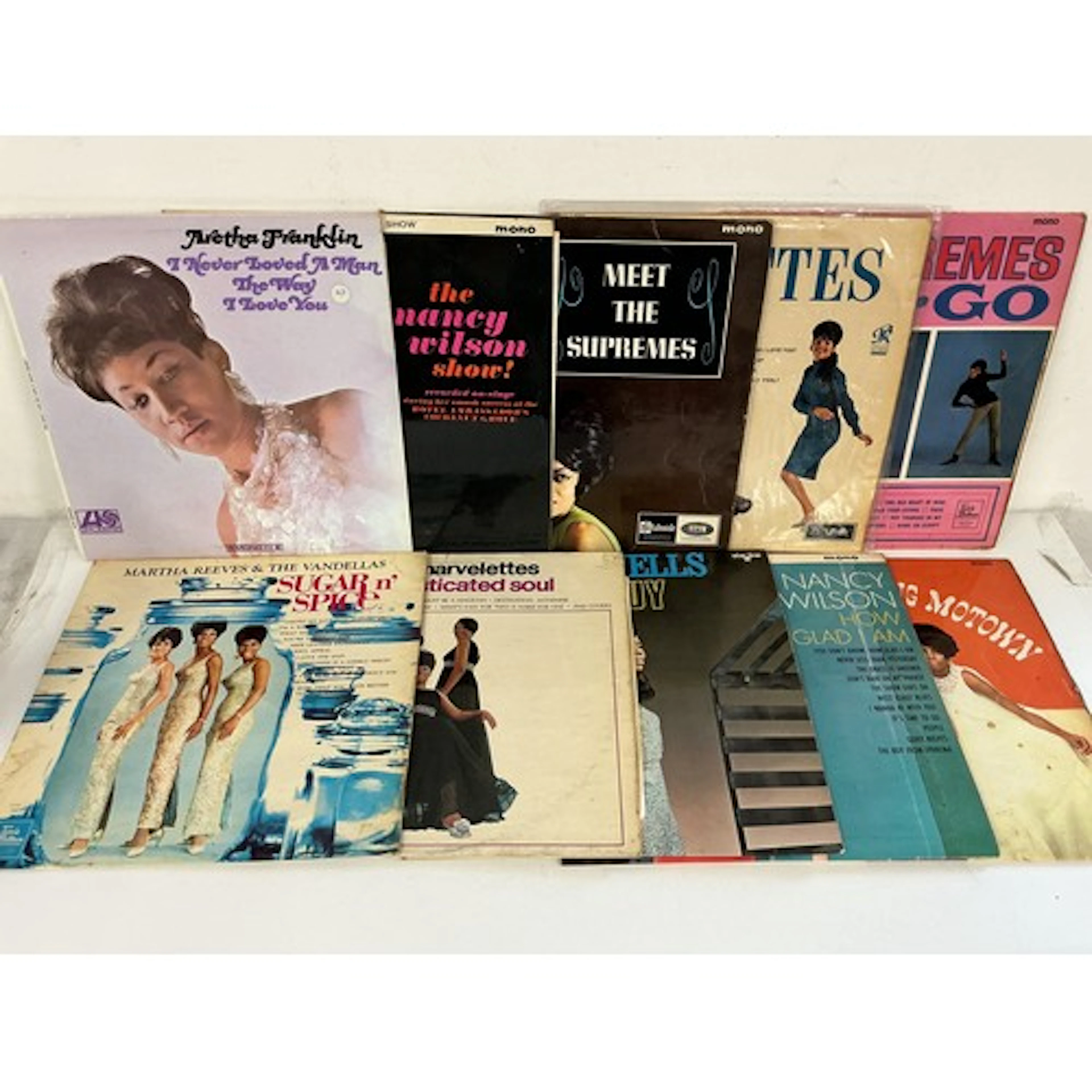 Two bags containing 20 LPs comprising soul and Motown girl g...