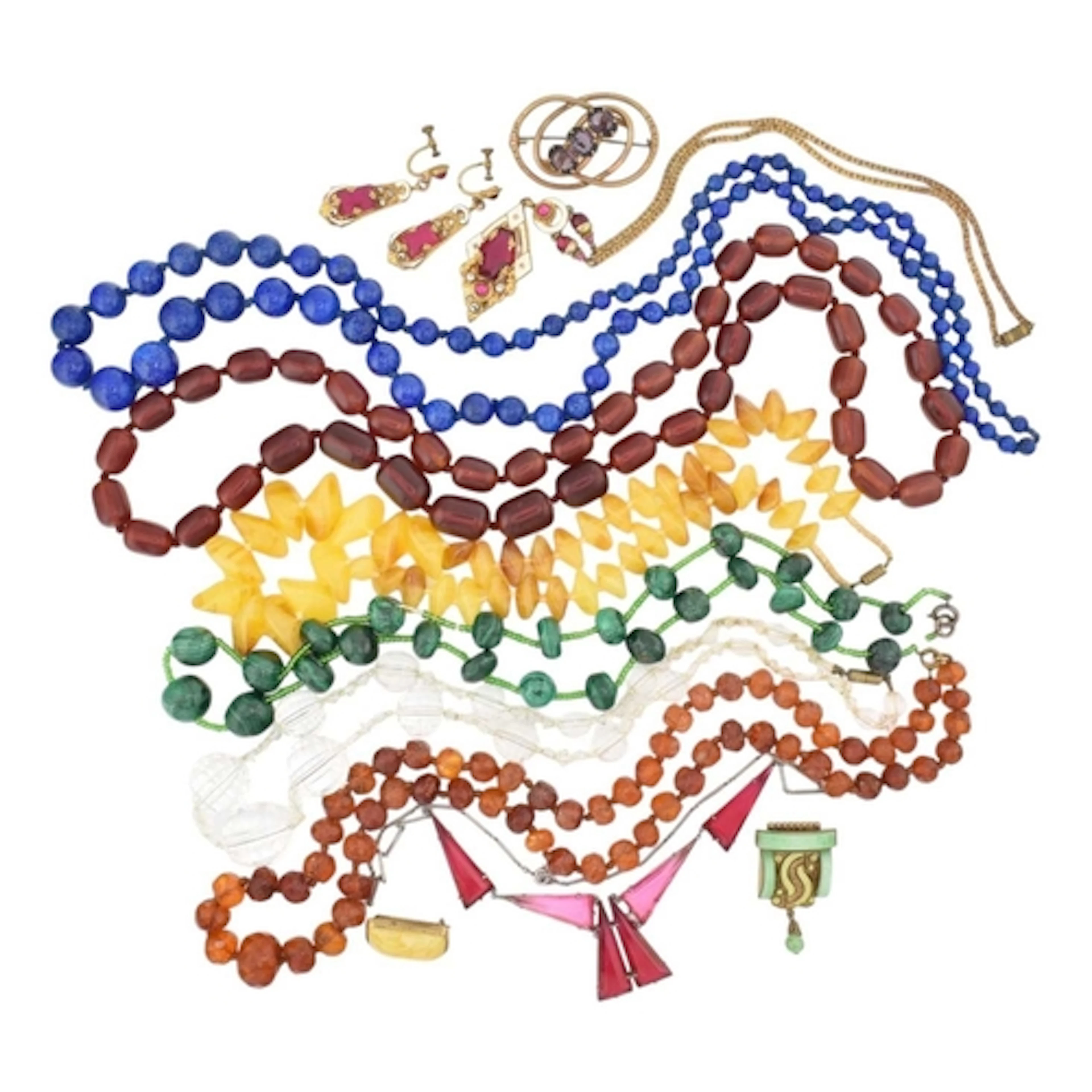 A collection of vintage and antique jewellery and bead neckl...