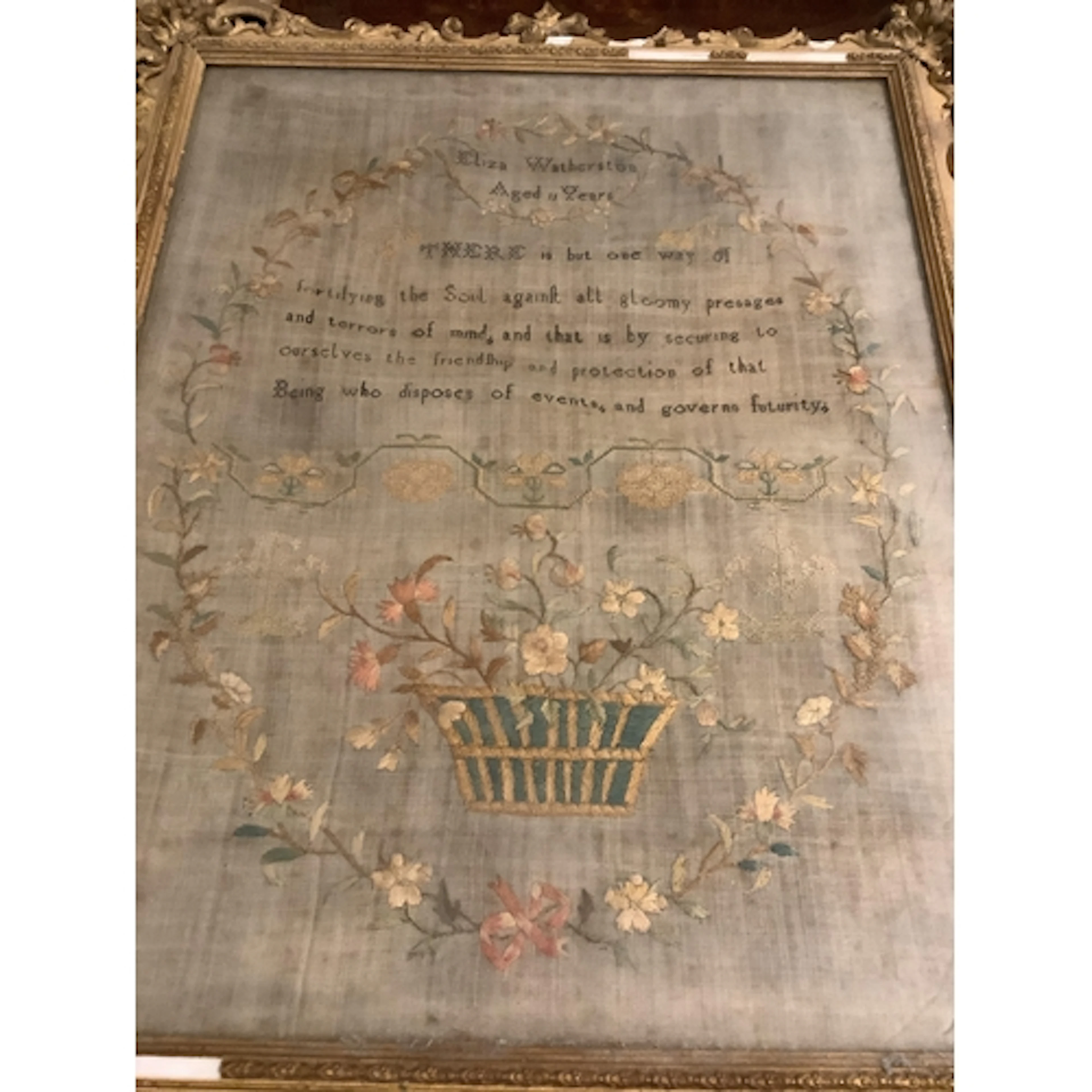 A 19th century needlework sampler by Eliza Watherston, aged ...