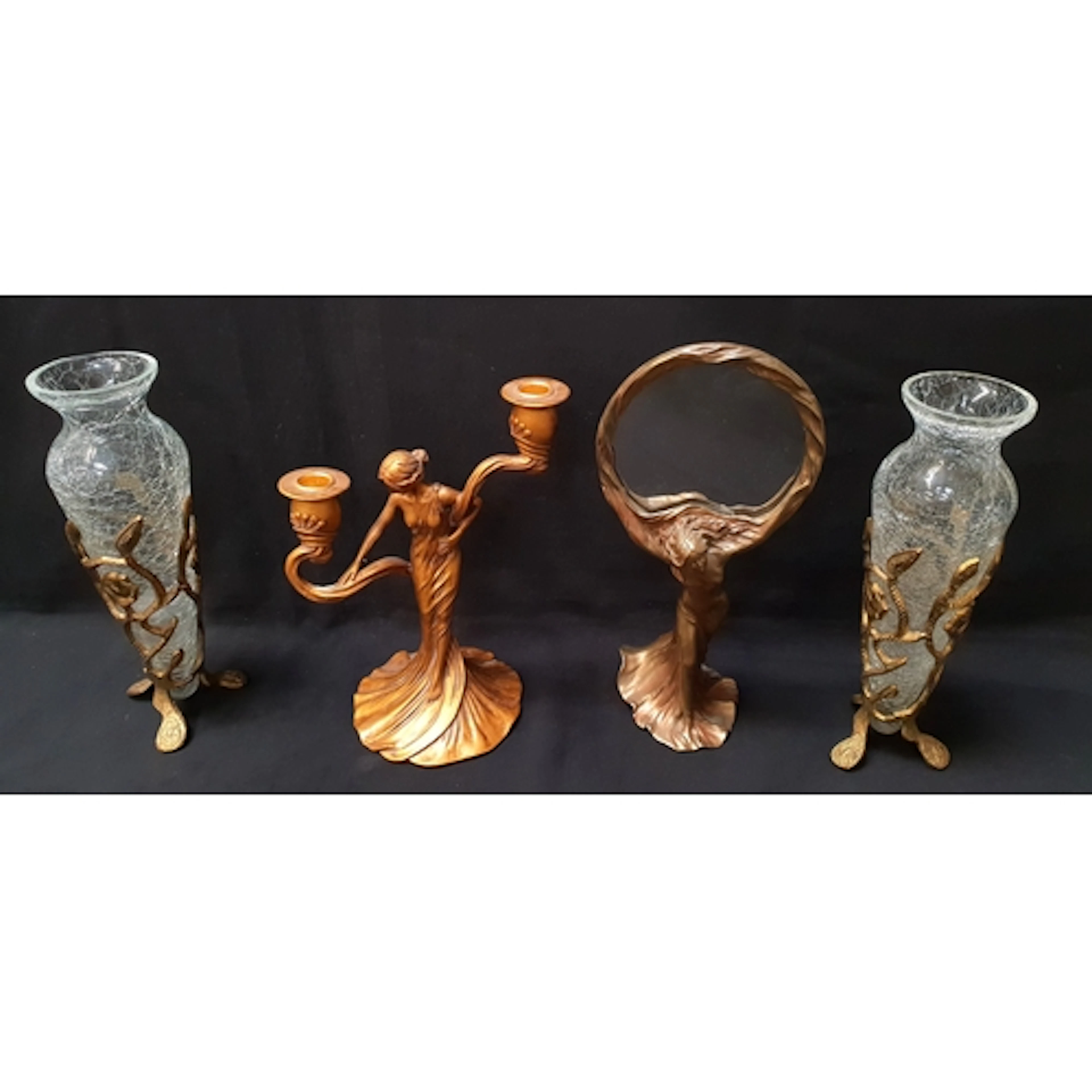 VINTAGE ART NOUVEAU STYLE TABLE MIRROR the base in the form...