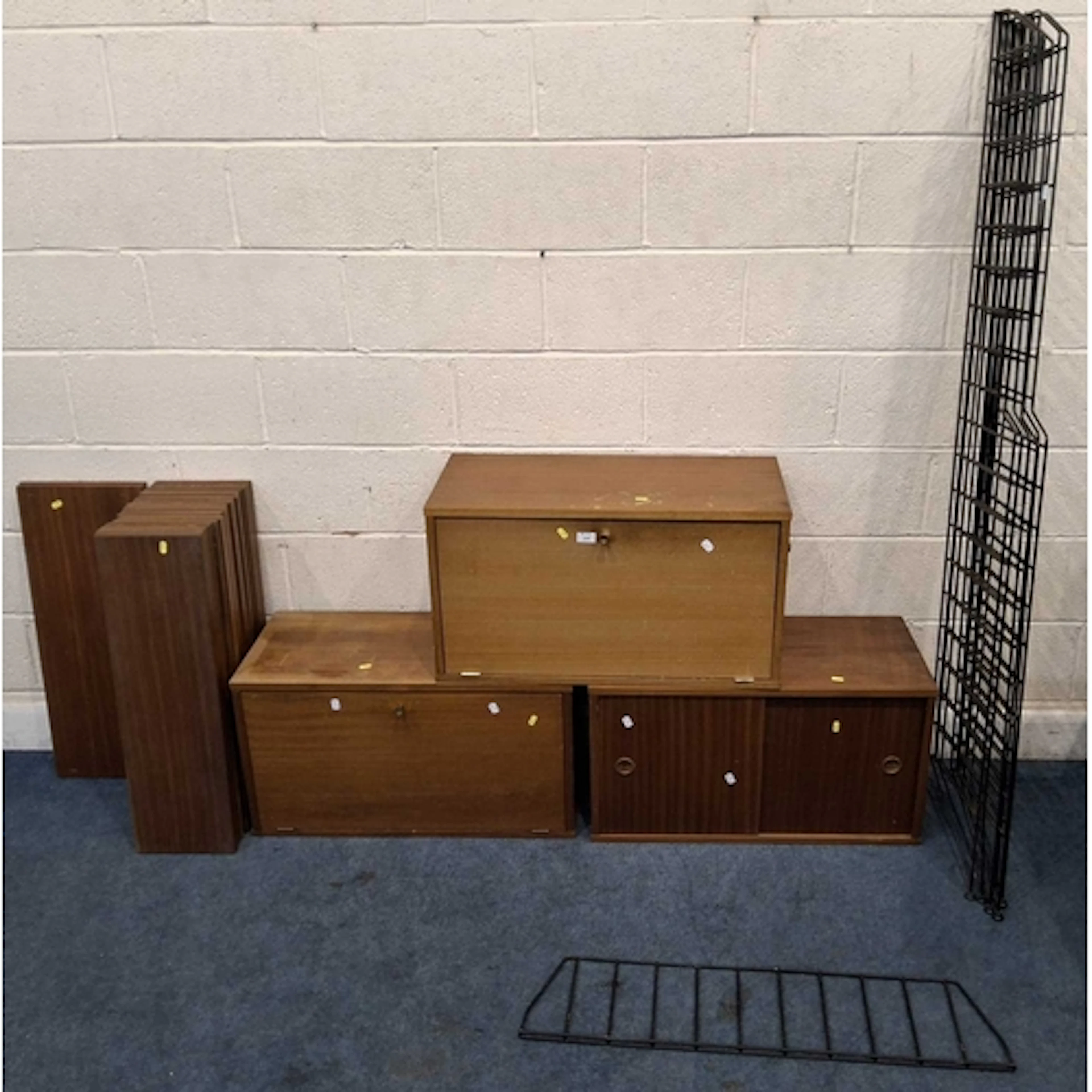 POSSIBLY BRIANCO, A MID-CENTURY TEAK LADDERAX STYLE WALL UNI...
