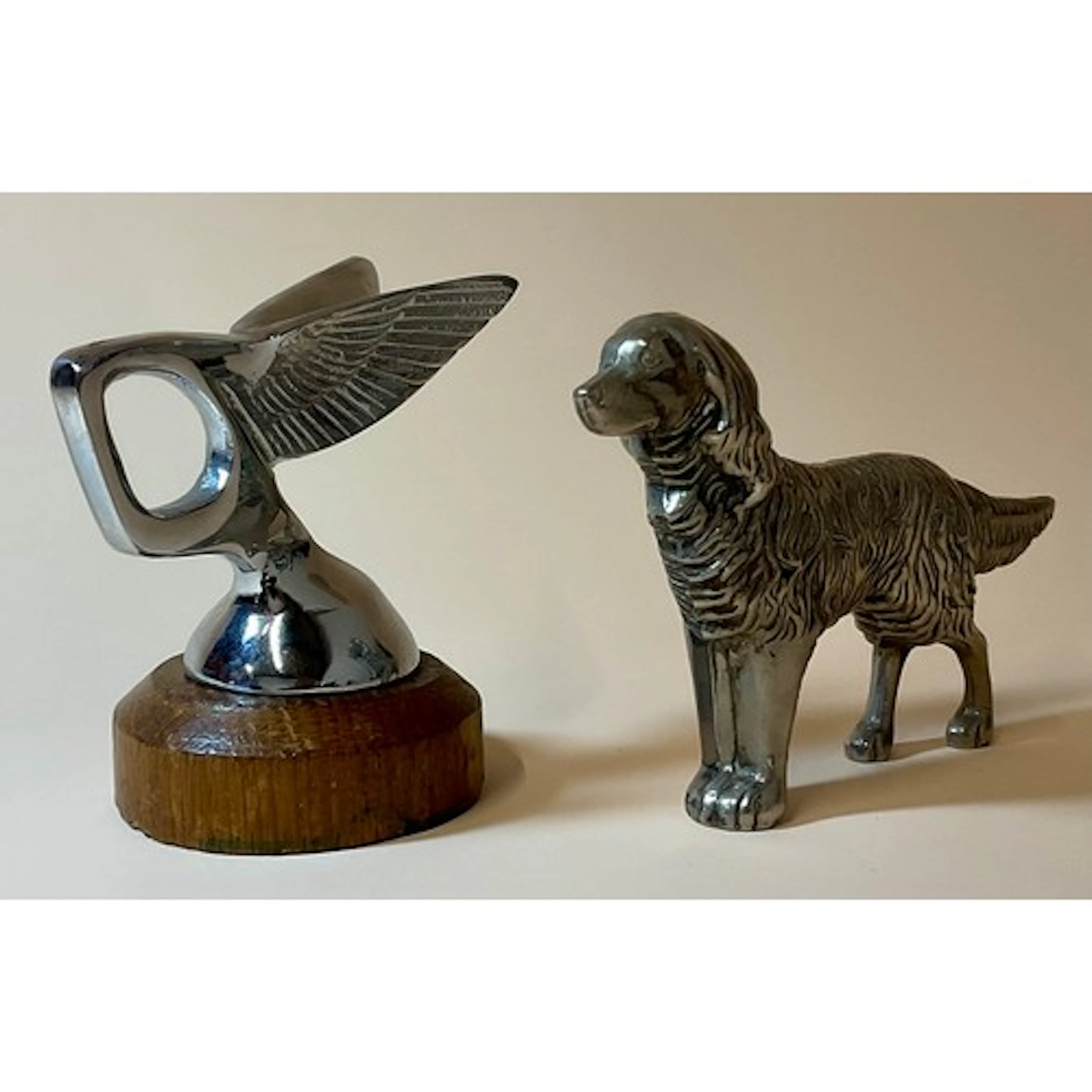 Automobilia - a chromed Bentley type car mascot, winged, tur...