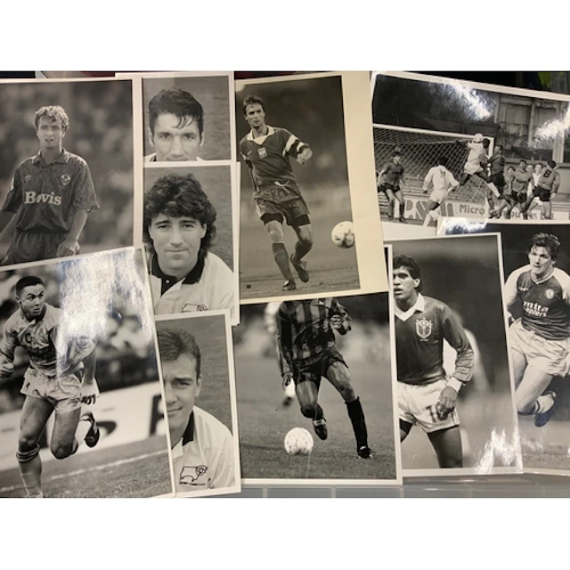 1990s Football Press Photos: Black and white with press stam...