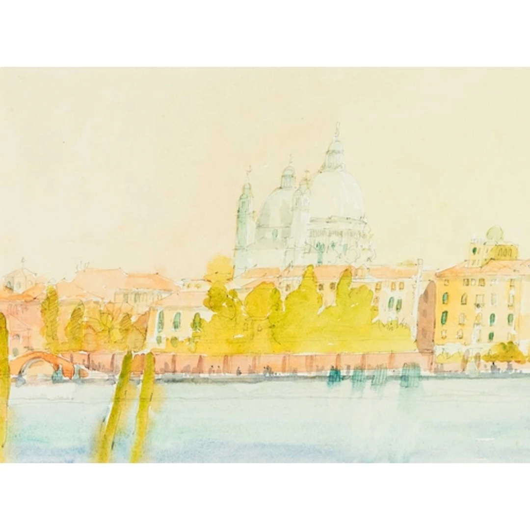 § John MILLER (1931-2002) Venice Gouache, stamp signed, furt...