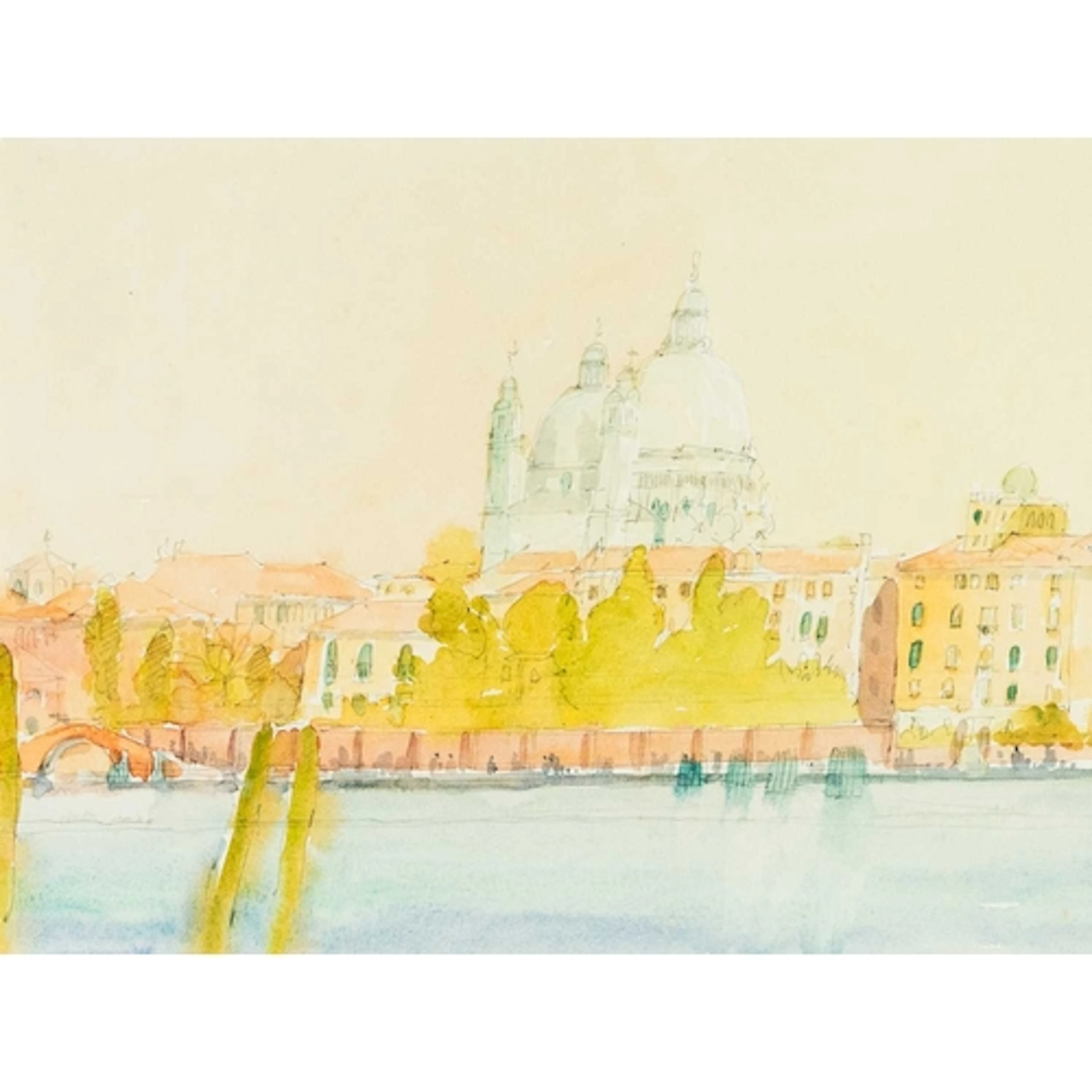 § John MILLER (1931-2002) Venice Gouache, stamp signed, furt...