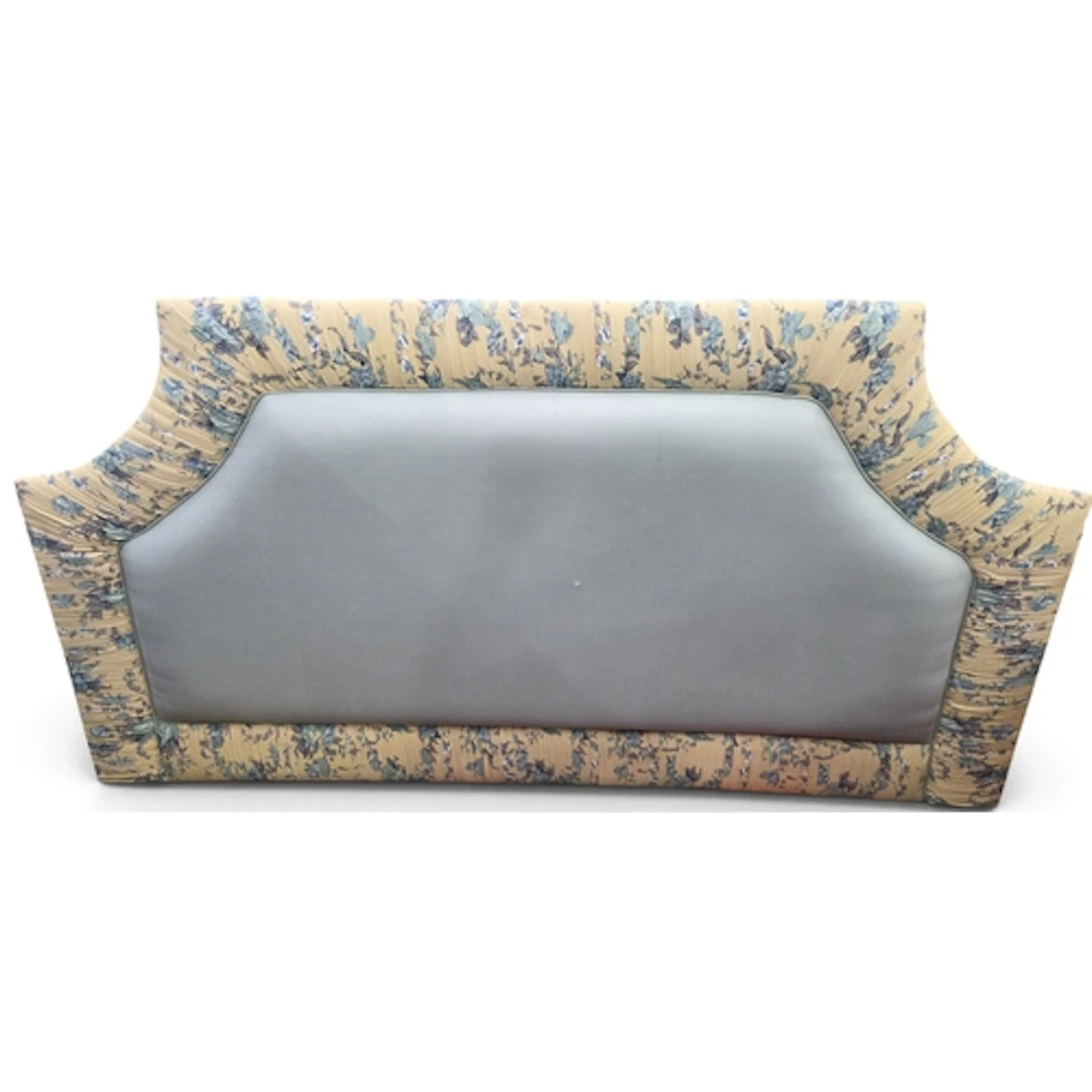 A good upholstered Headboard with turquoise and gold upholst...