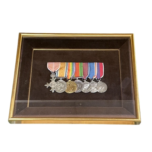 A framed medal group understood to have been awarded to Davi...