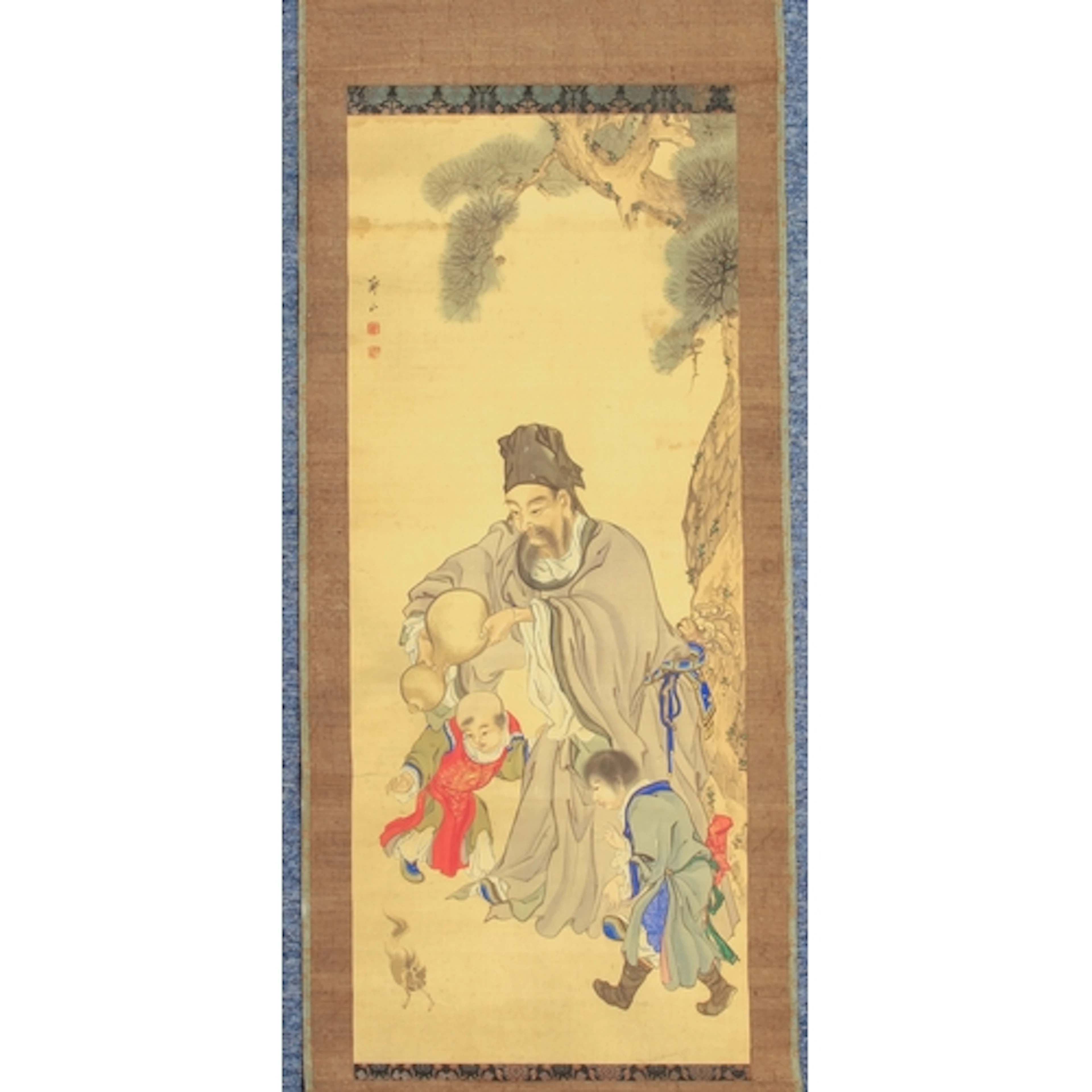 An antique Oriental scroll painting - probably 19th century,...