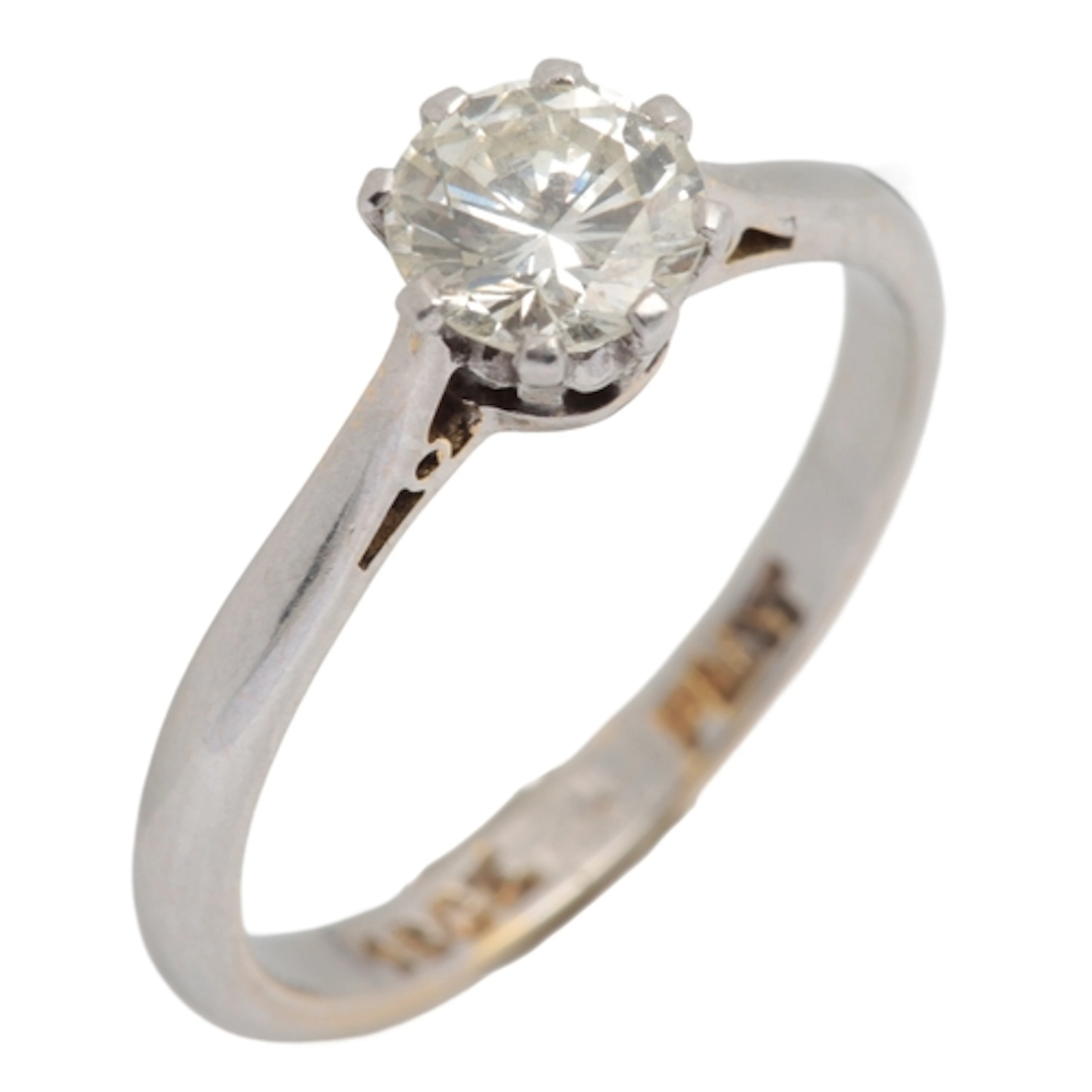 A diamond solitaire ring, claw-set with a brilliant-cut diam...