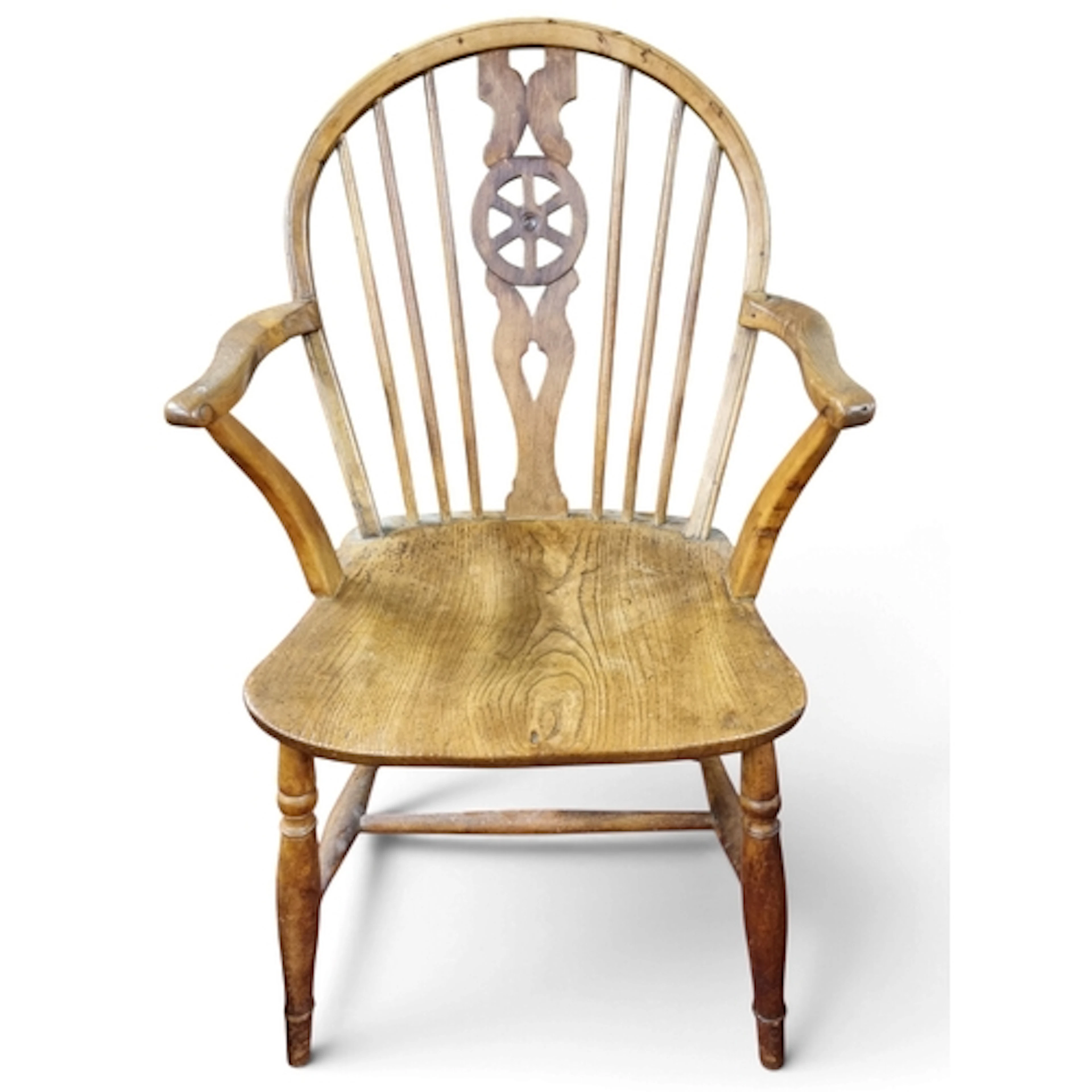 A good 19th Century Elm slat back Windsor Chair. W 53 x SH 4...