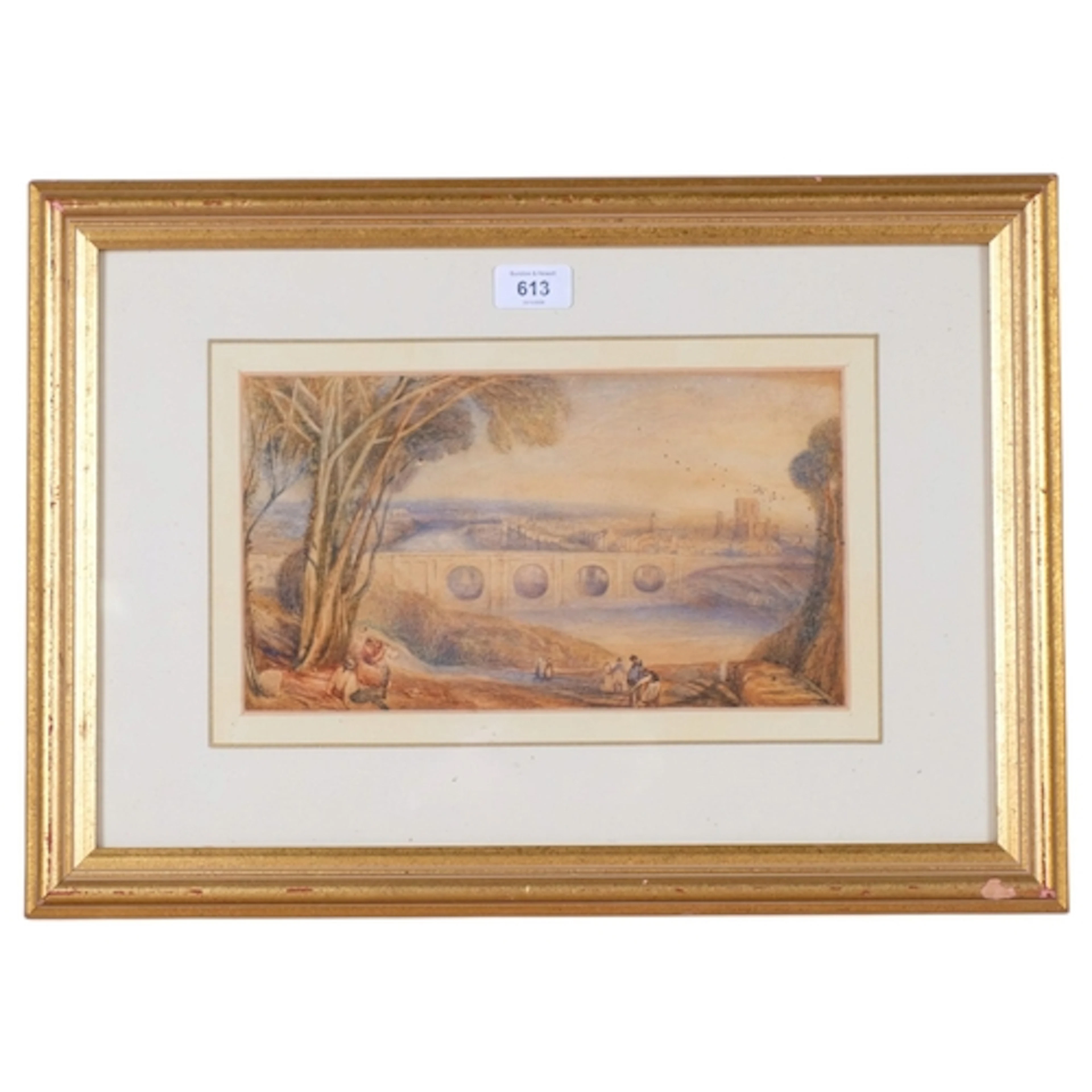 Follower of J M W Turner, view of Kelso, 19th century waterc...