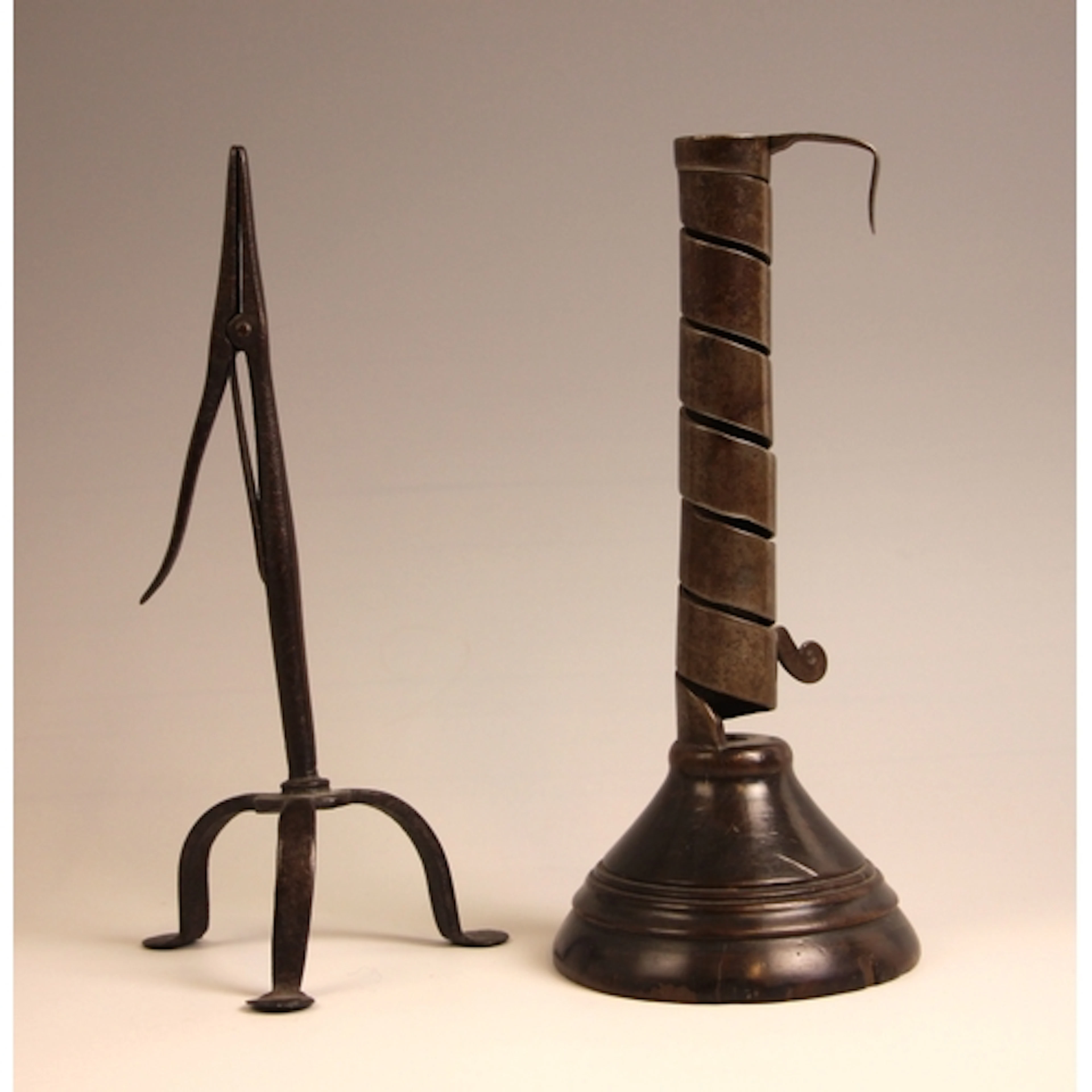 A sprung nip rush light, late 18th or early 19th century, th...