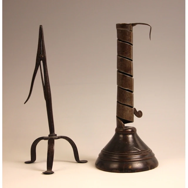 A sprung nip rush light, late 18th or early 19th century, th...