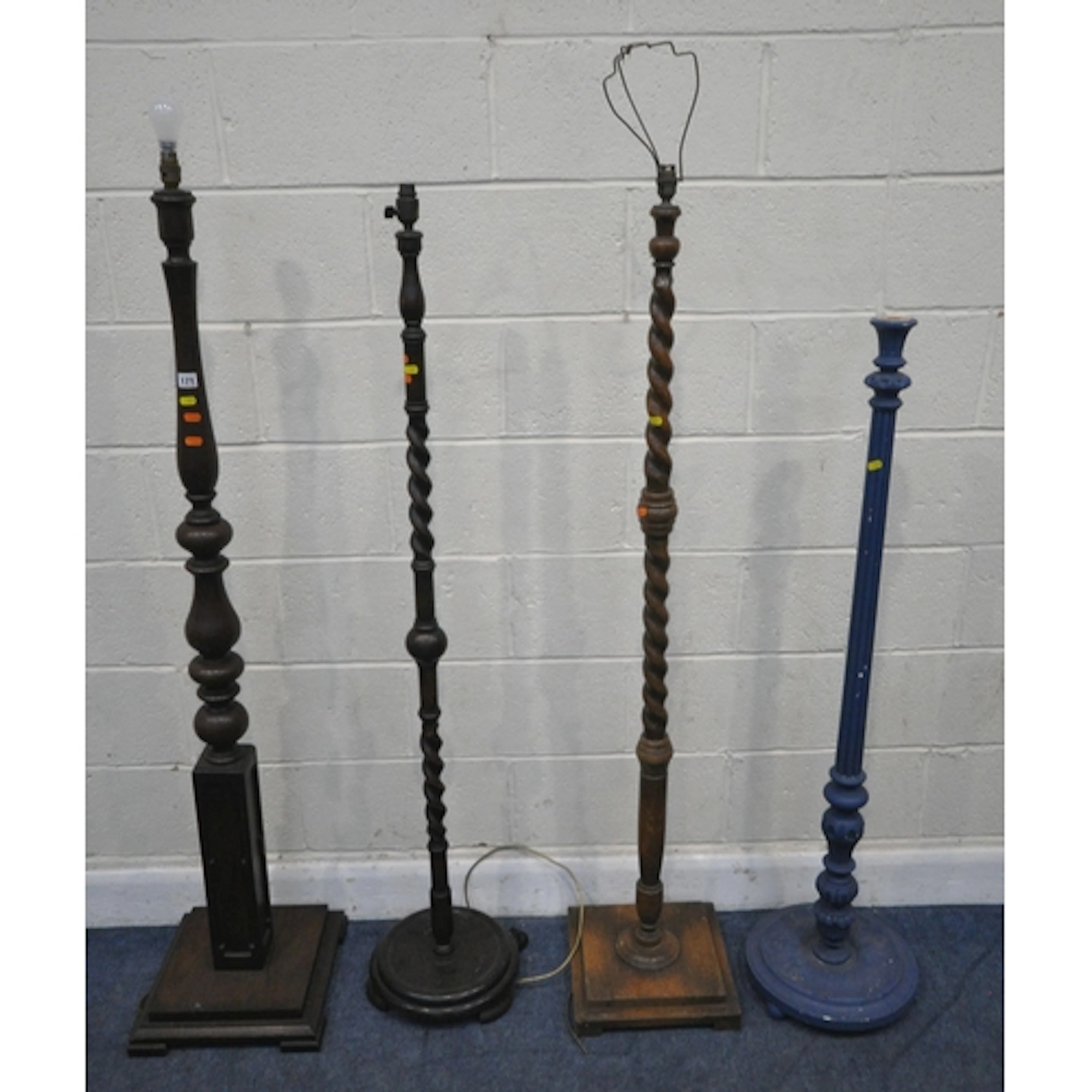 FOUR STANDARD LAMPS, tallest 159cm, condition report: all id...