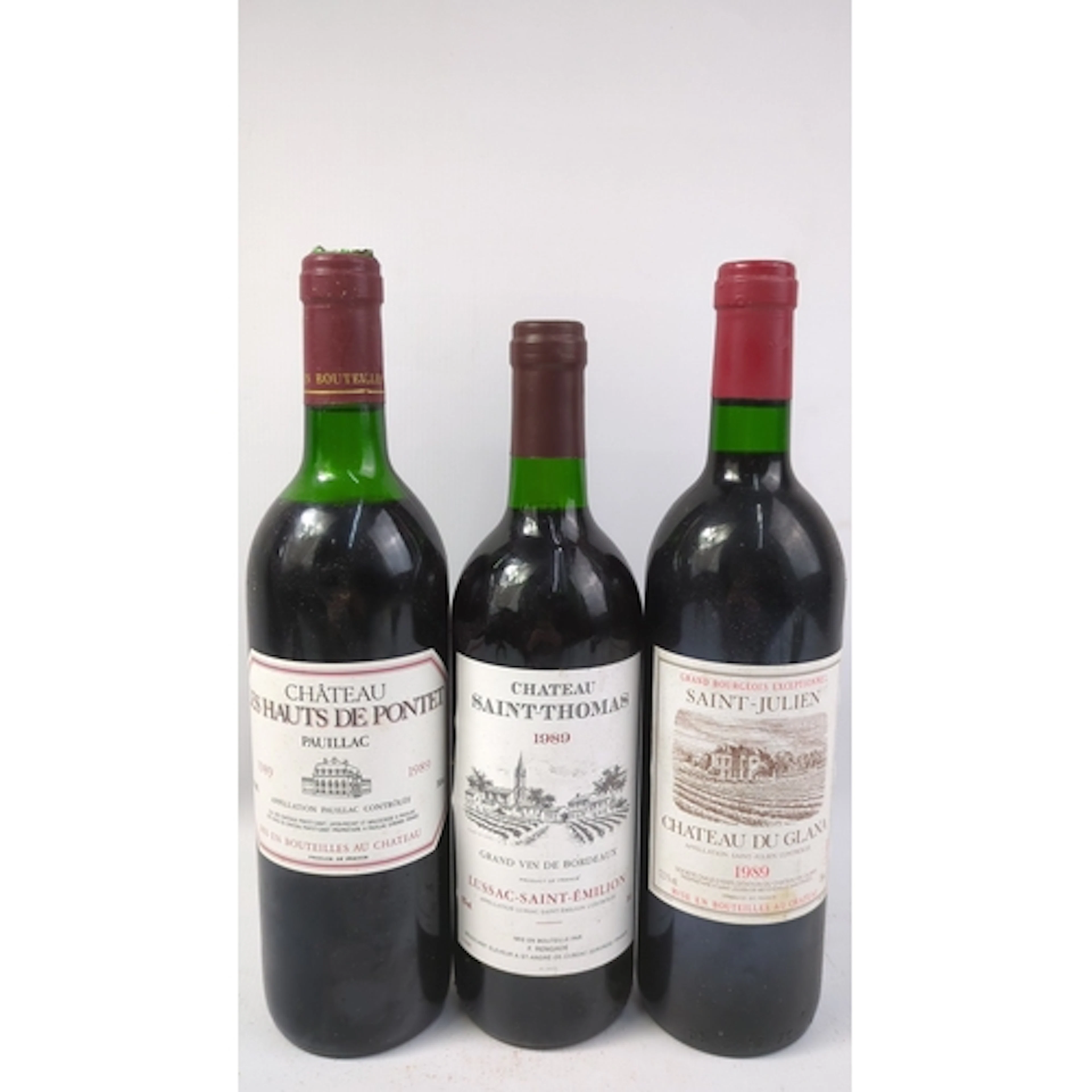 3 x bottles of 1989 Bordeaux red wine: Château Les Hauts de ...