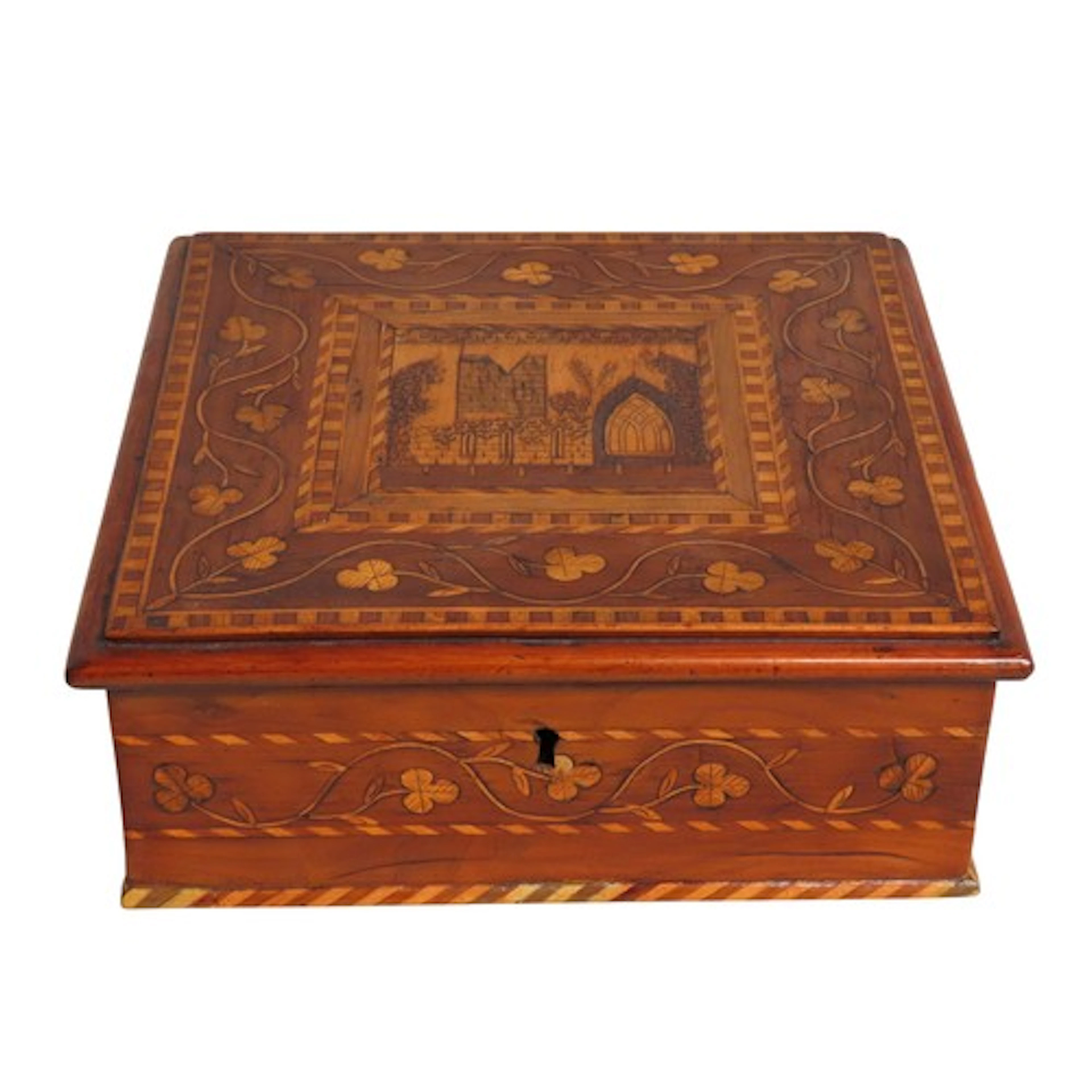 AN IRISH KILLARNEY WARE ARBUTUS WOOD BOX MID 19TH CENTURY th...