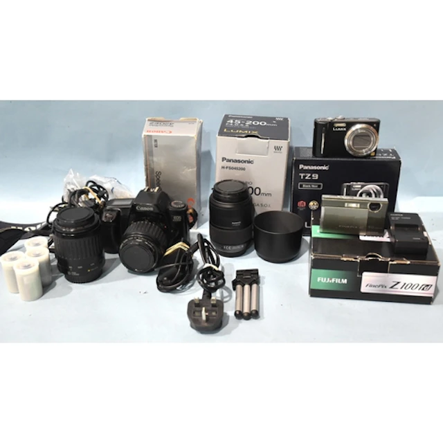 A Panasonic Lumix G Vario 45-200mm lens, boxed with instruct...