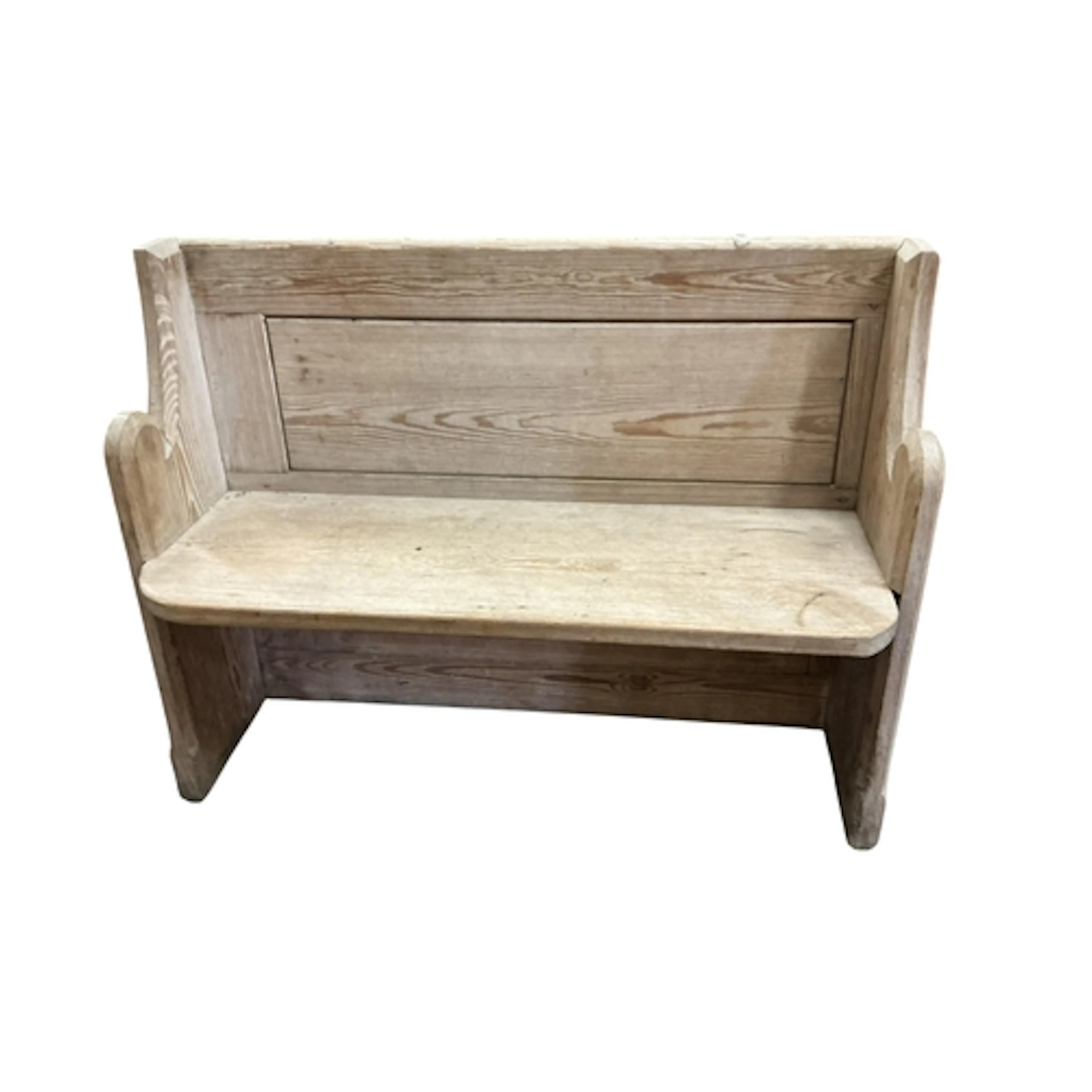 An pine church pew, width 109cm, depth 47cm, height 83cm...