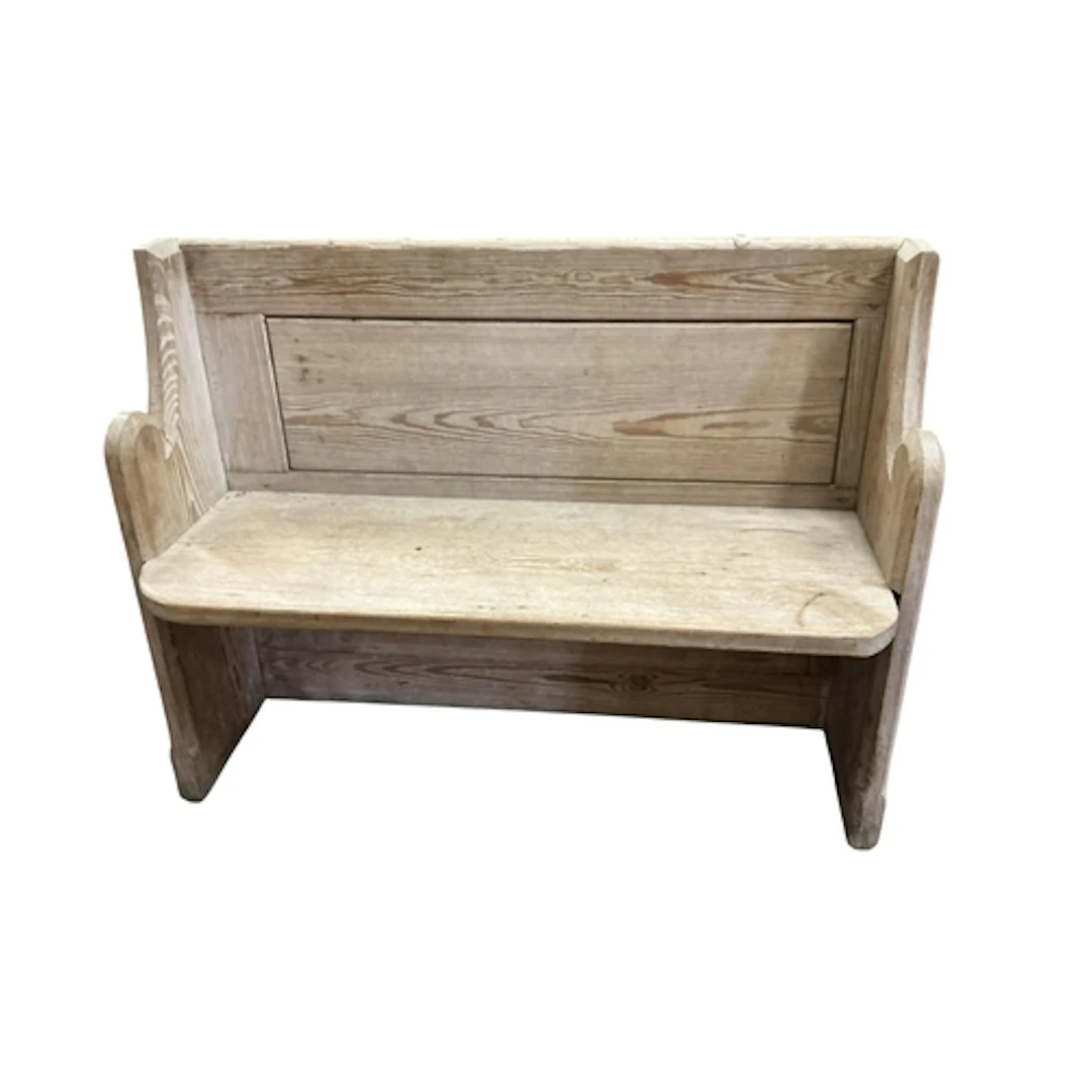 An pine church pew, width 109cm, depth 47cm, height 83cm...