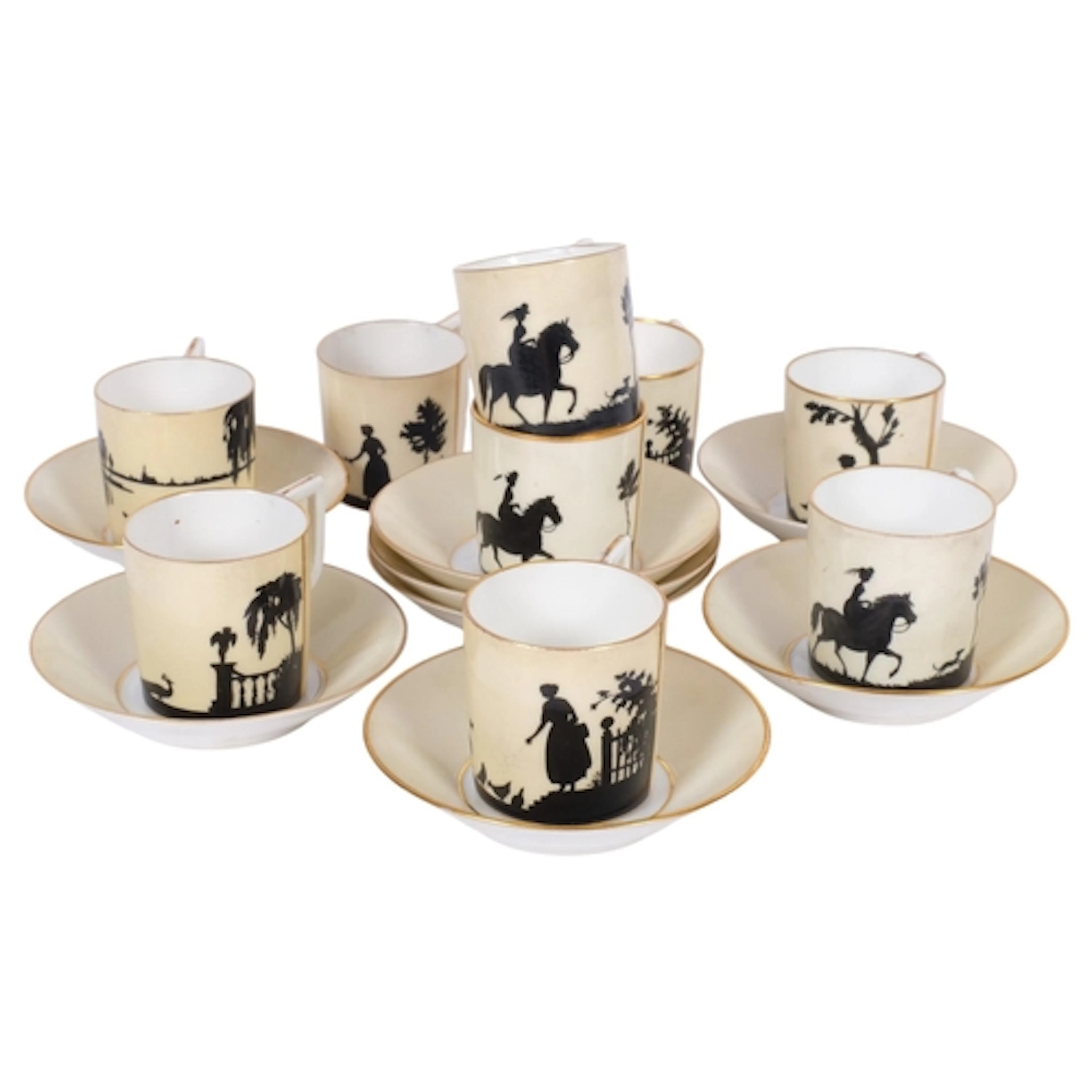 Nymphenburg, Germany, a set of 9 porcelain coffee cans and 8...