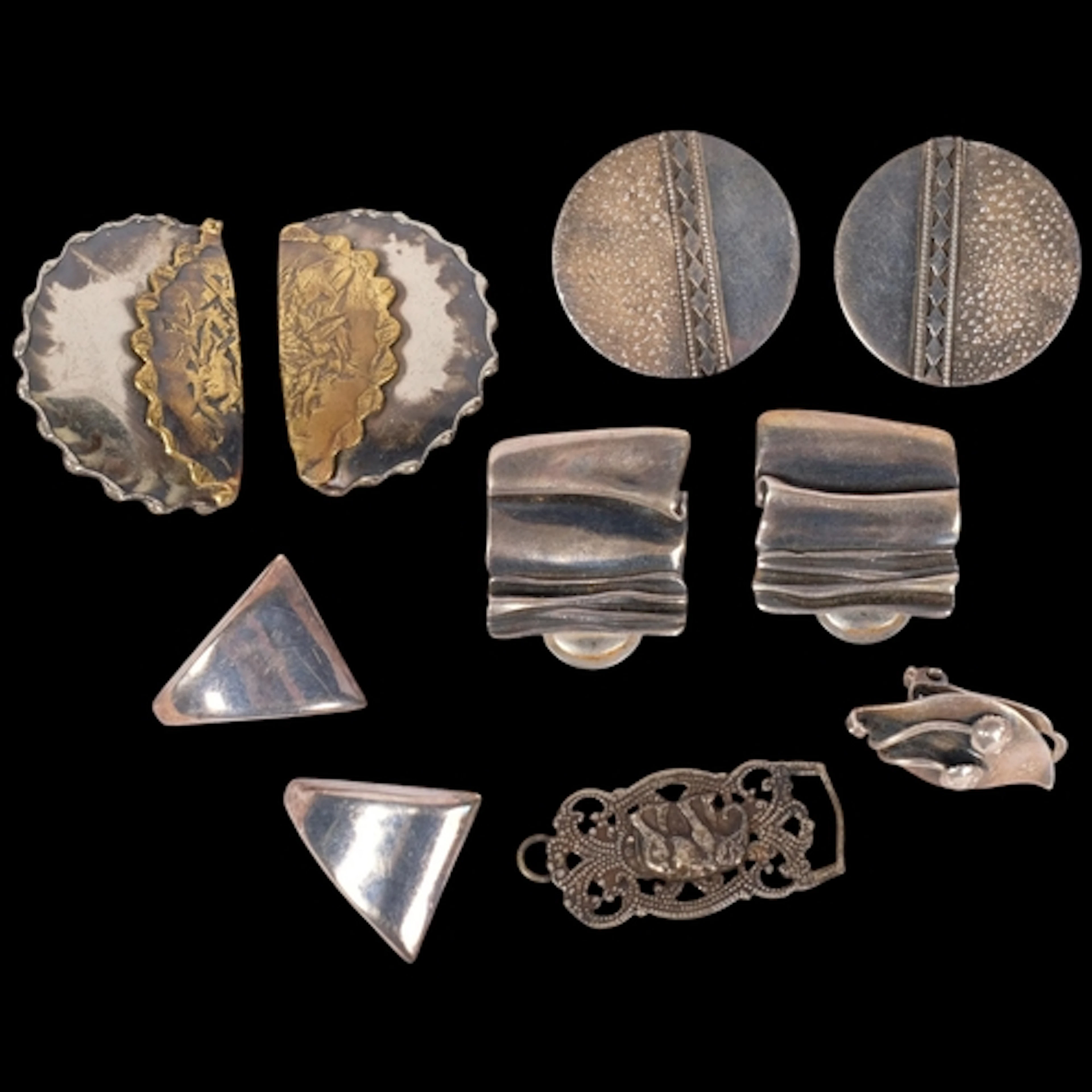 A group of stylised jewellery, including 3 pairs of silver b...