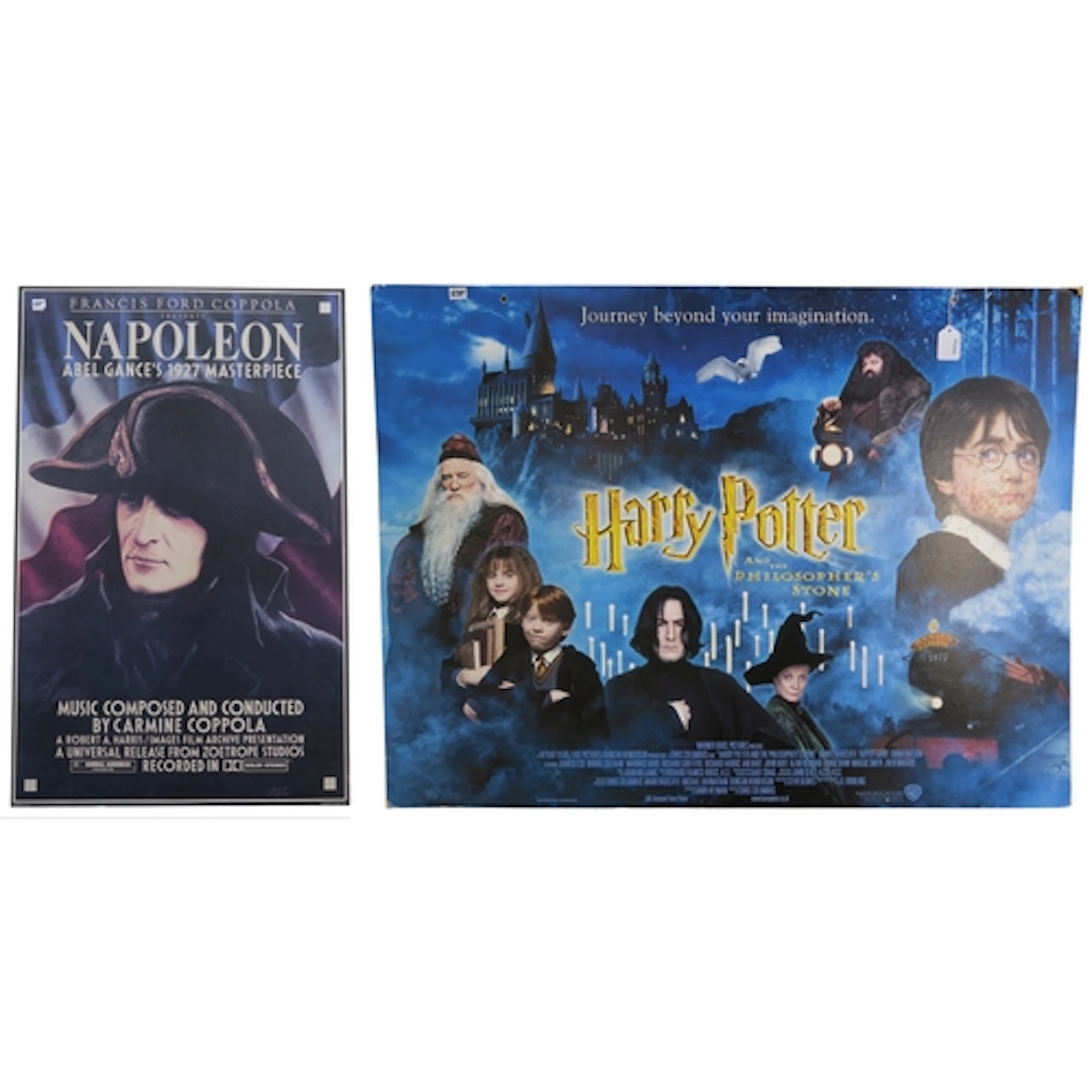 A double-sided cardboard cinema advertisement for Harry...