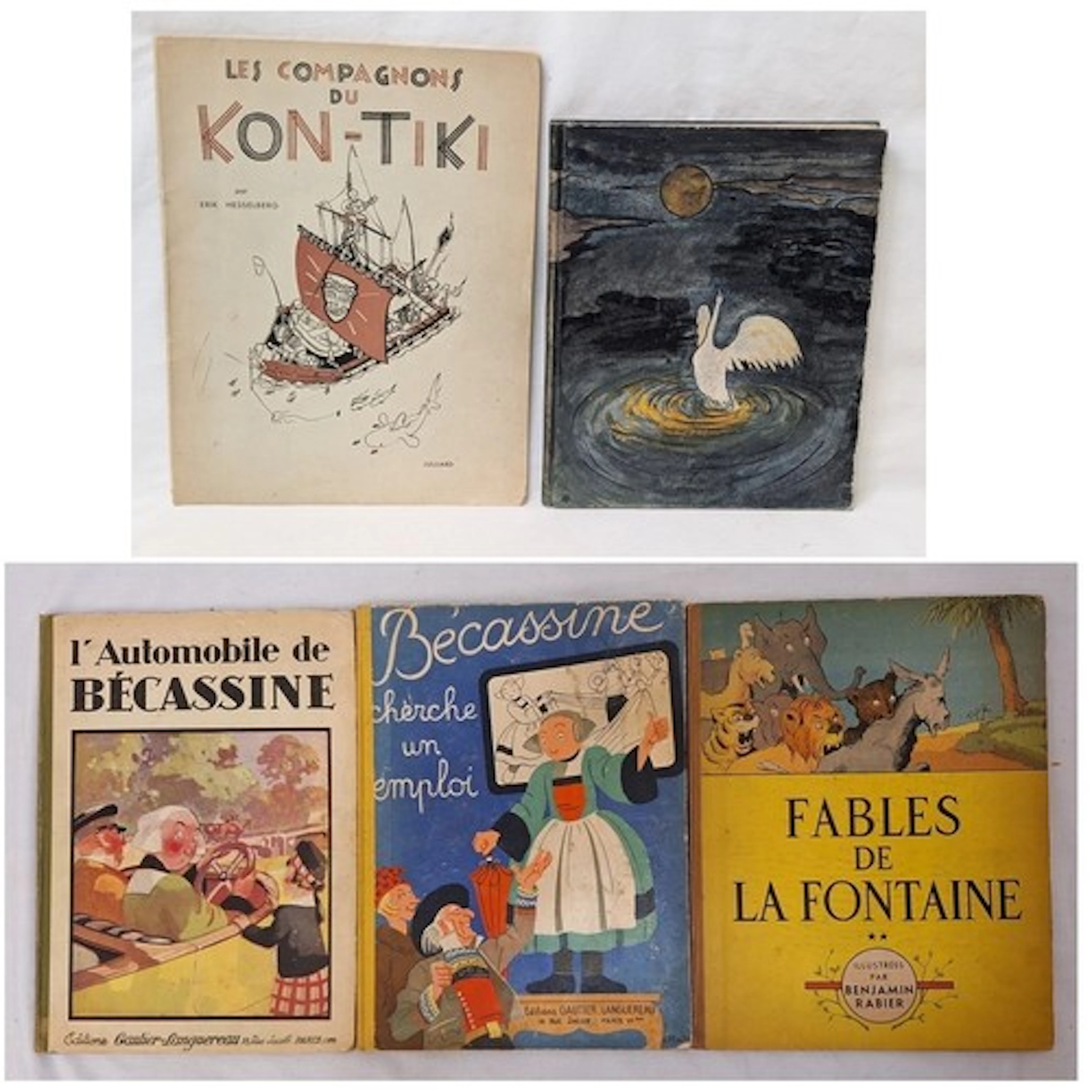 Books incl. Les Compagnons Du Kontiki by Erik Hesselberg wit...