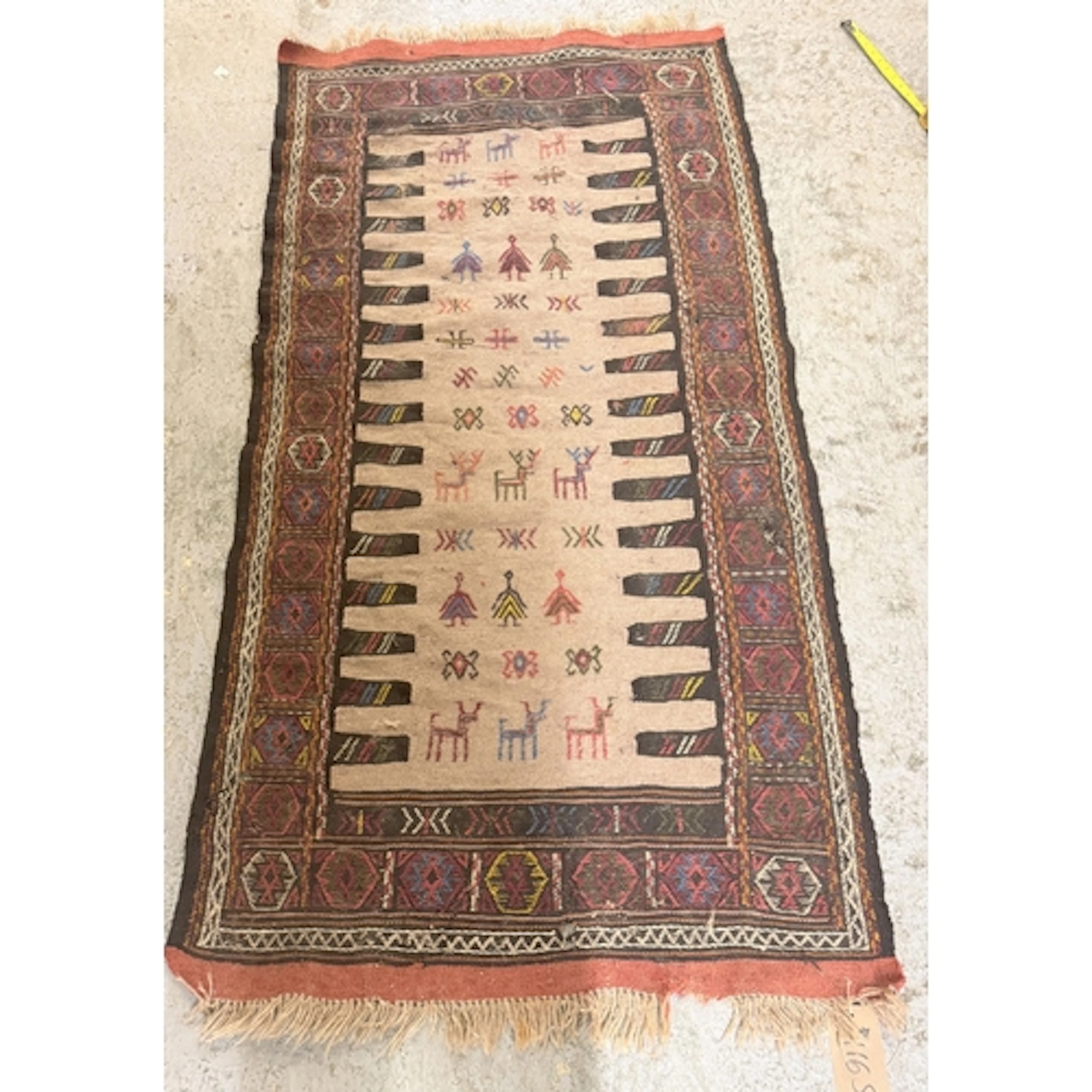 Red/Black multi coloured Egyptian style tassel ended rug app...