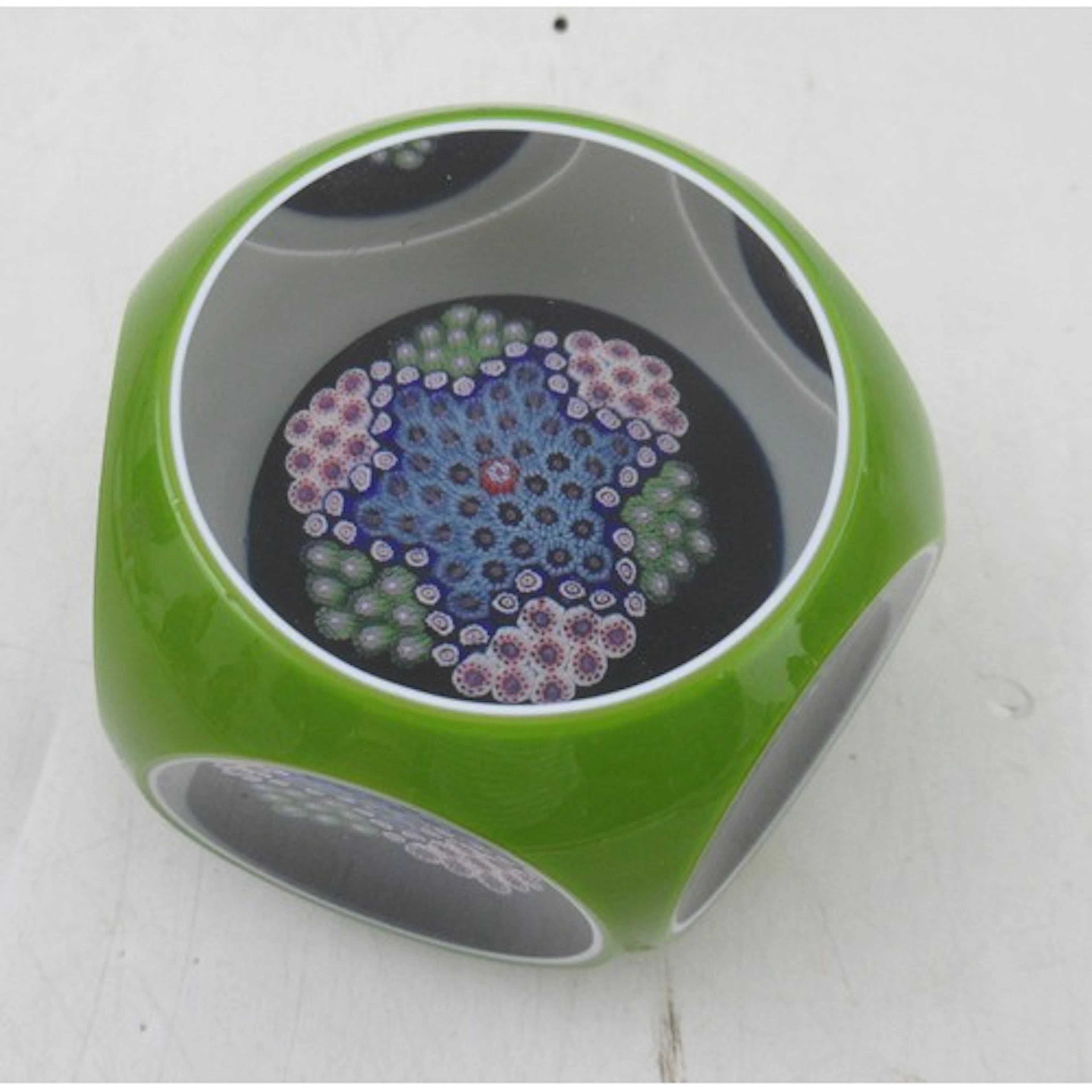 A 1970's St Louis millefiori paperweight, in pistachio and w...