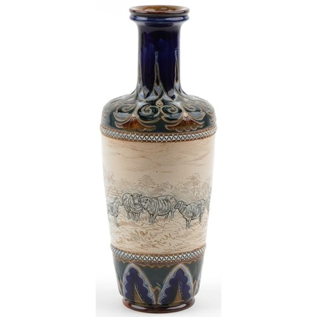 Hannah Barlow for Royal Doulton, Art Nouveau stoneware vase ...