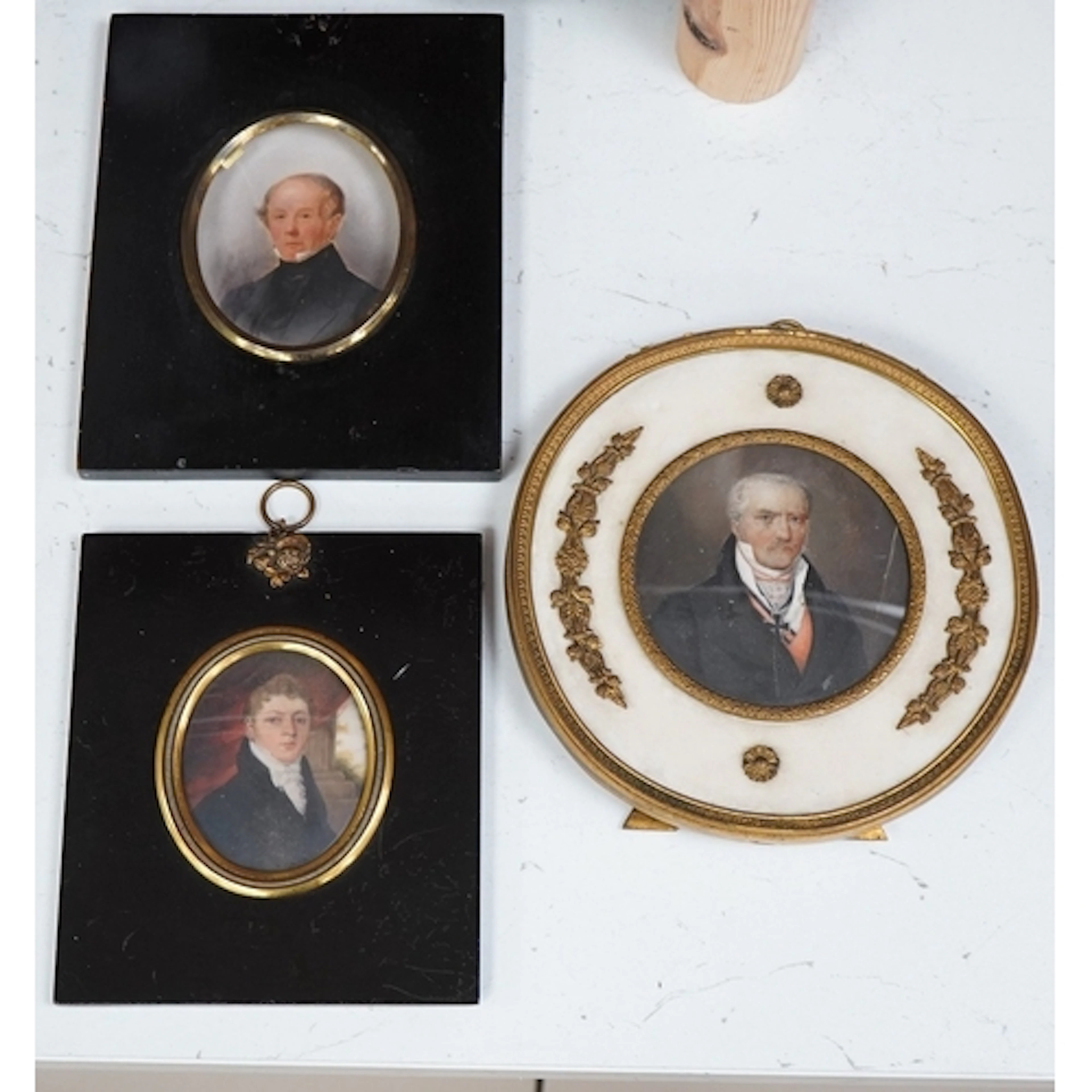 Continental School (19th. C), portrait miniature of a gentle...