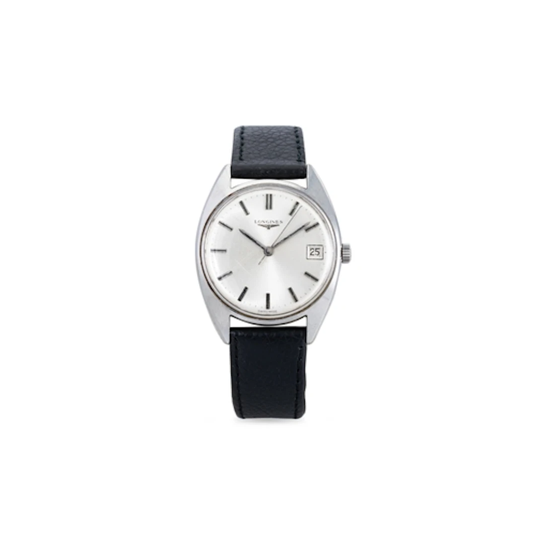 A VINTAGE LONGINES WRIST WATCH, date, replacement strap, cas...