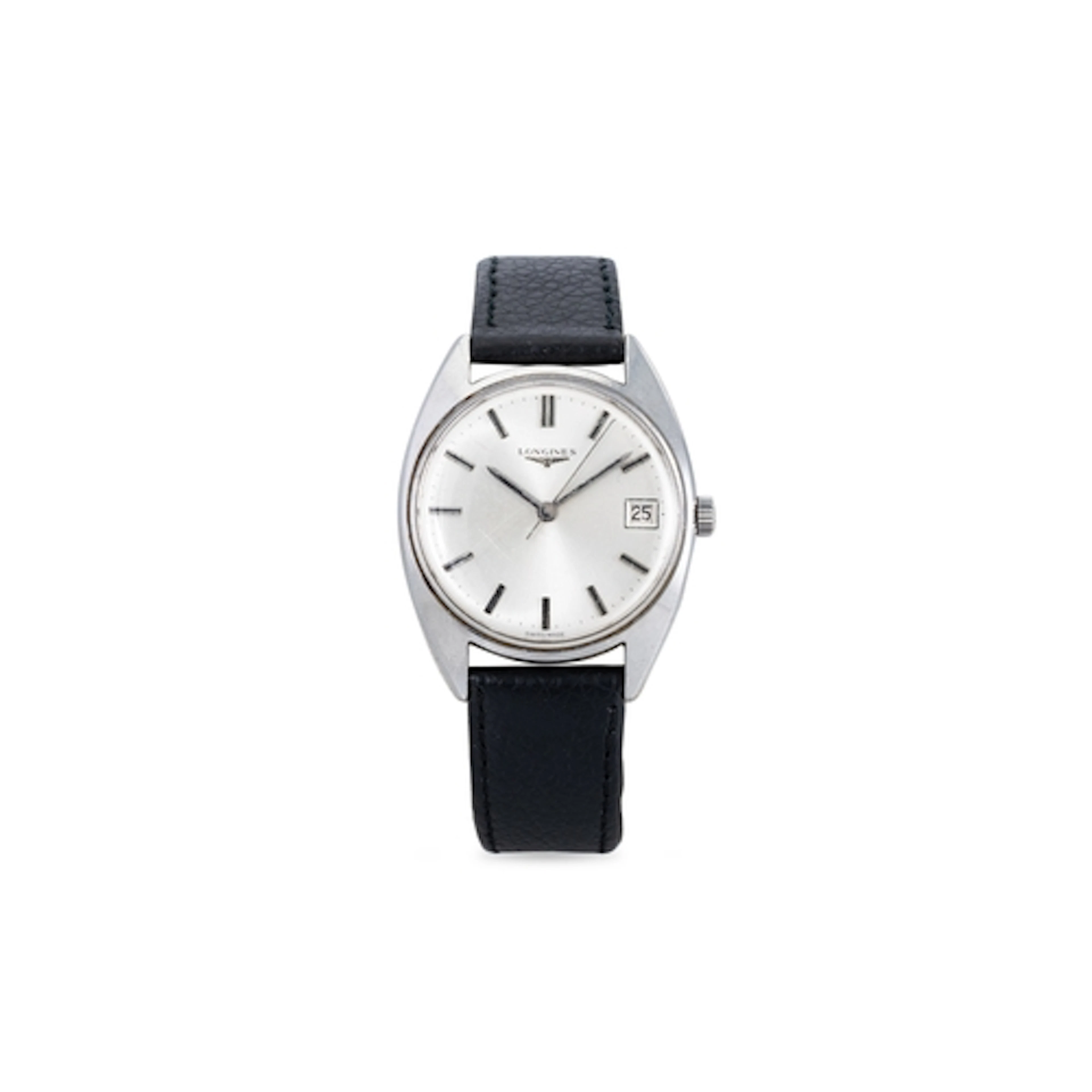 A VINTAGE LONGINES WRIST WATCH, date, replacement strap, cas...