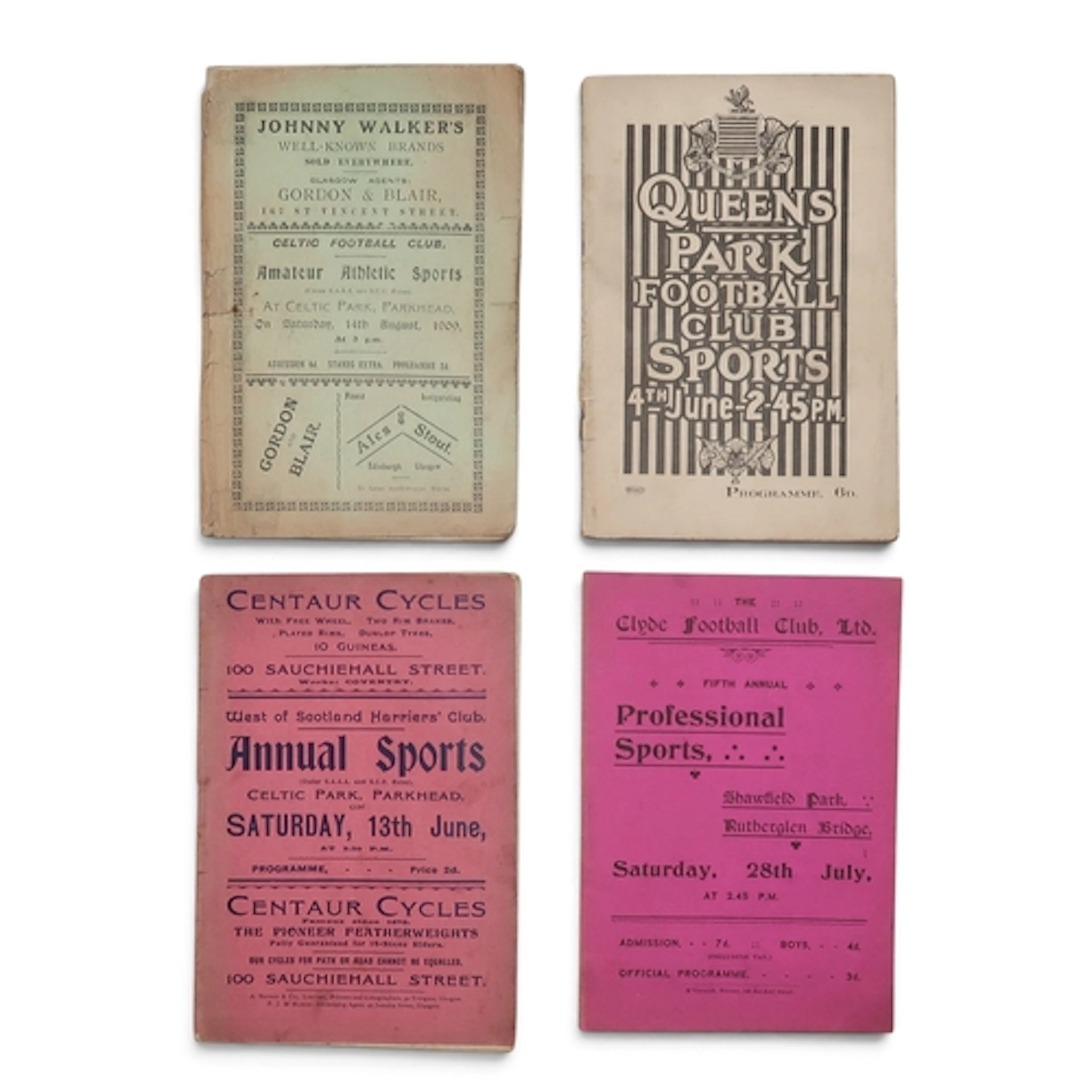GLASGOW SPORTING HISTORY Four early-20th century sports prog...