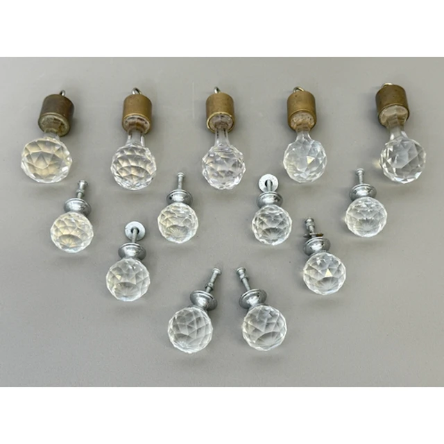 A set of eight multi-faceted crystal glass and chrome cabine...