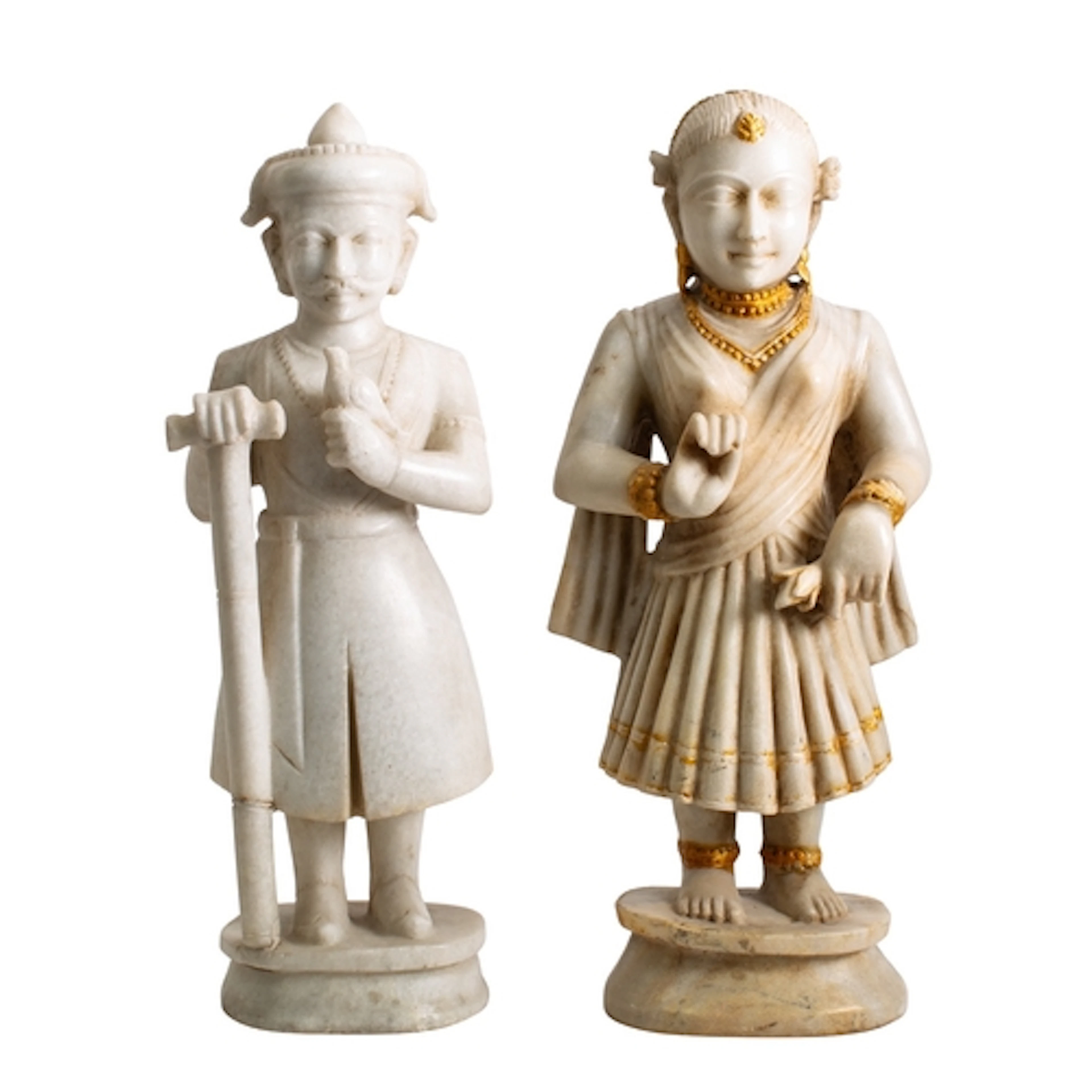Two Indian carved marble figures, 20th century one of a deit...