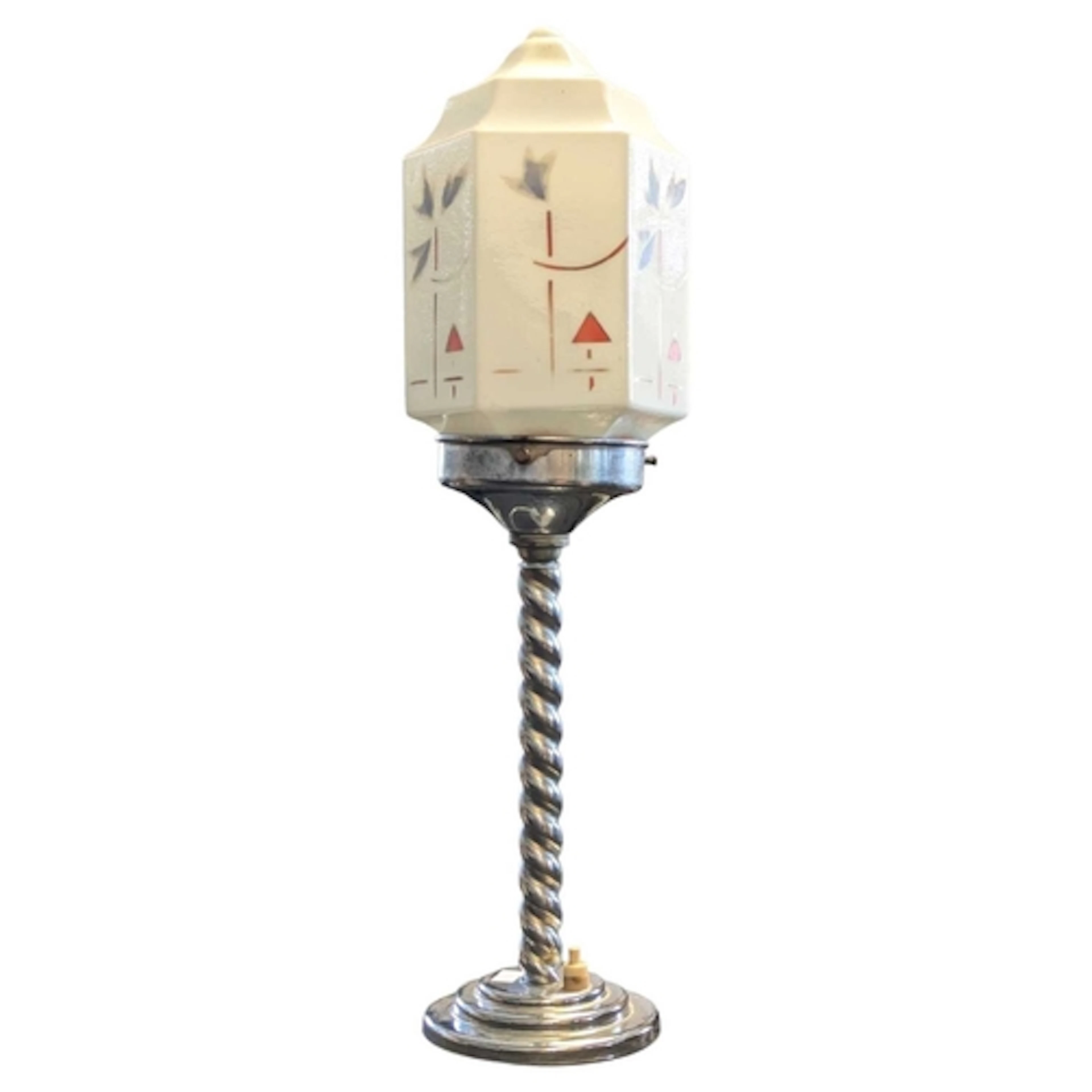 An Art Deco 1930s table light lamp. Having a twist chrome ce...