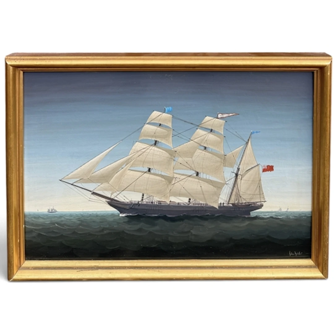 JOHN BOWER (BRITISH 19TH CENTURY): "A CLIPPER SHIP" Oil on p...