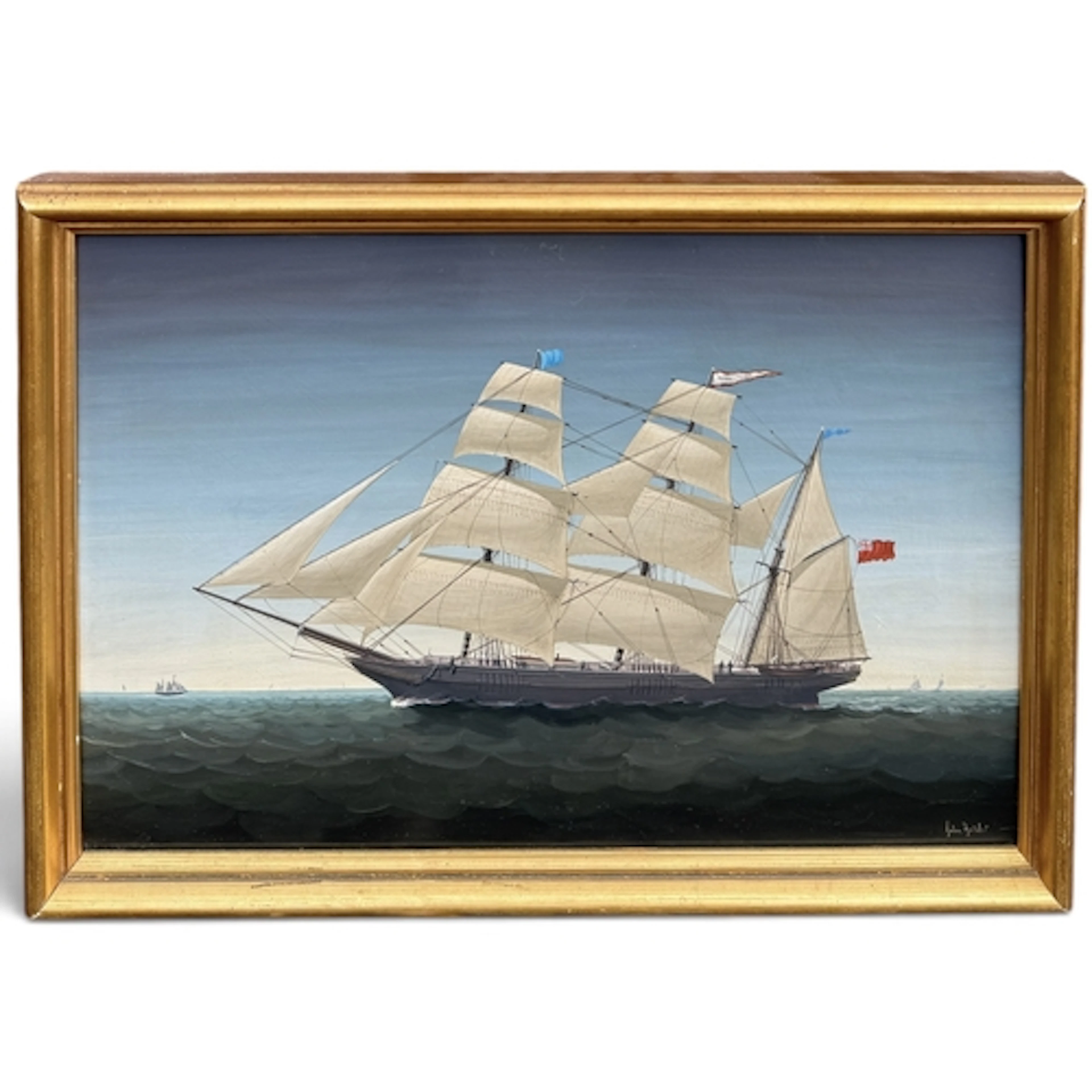 JOHN BOWER (BRITISH 19TH CENTURY): "A CLIPPER SHIP" Oil on p...
