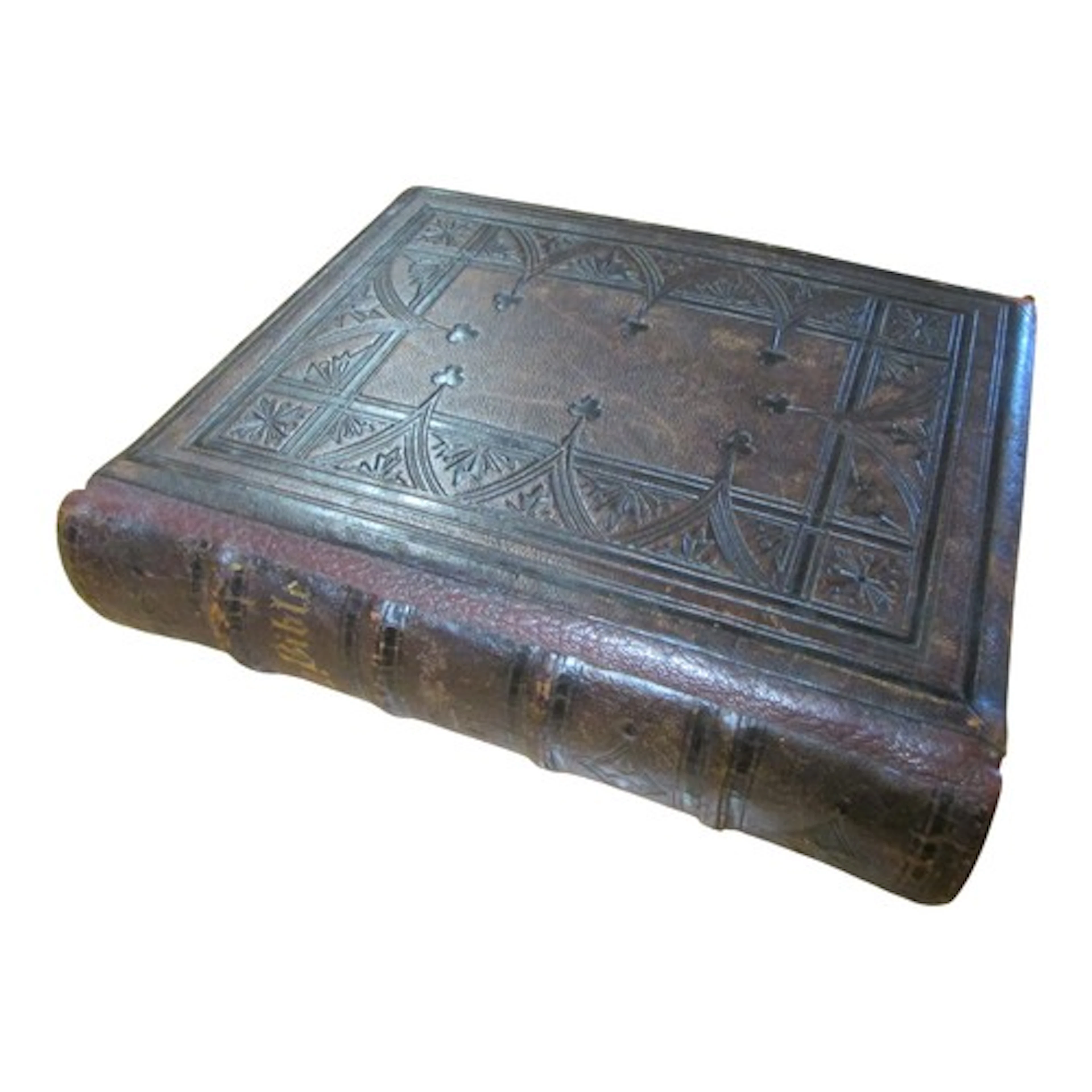 Victorian leather Bound bible with gothic detailed bindings ...