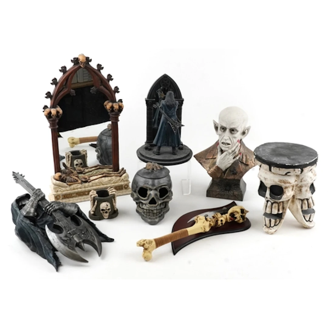 Collection of Gothic/Steam Punk interest skeletons and figur...