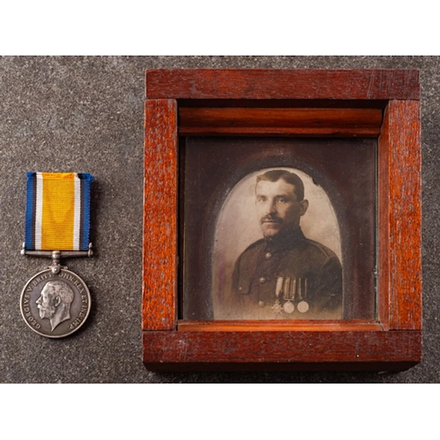 A WWI War Medal to 'B-1738 Pte P Mitchell Rif Brig' togethe...