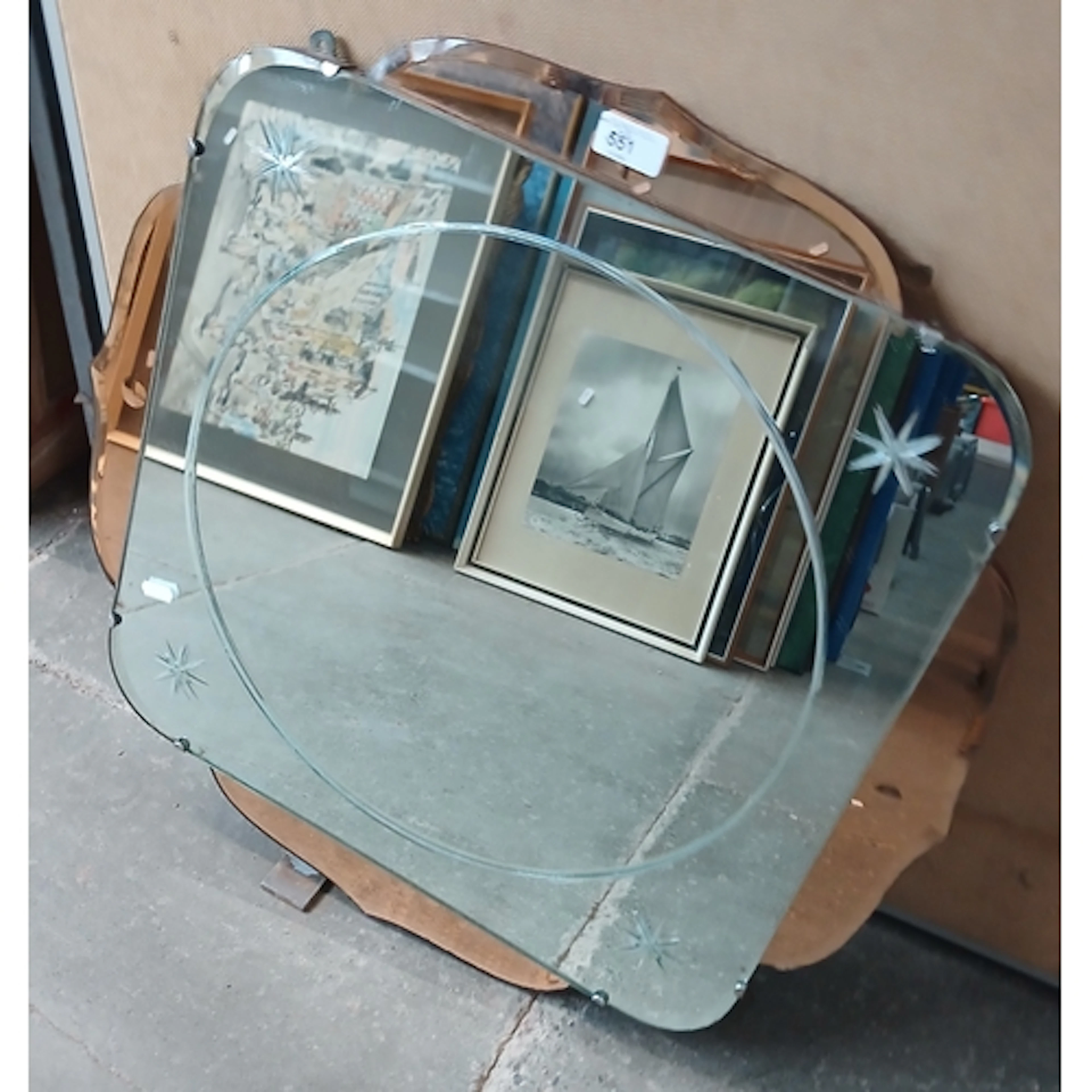 An Art Deco mirror 62cm x 62cm.