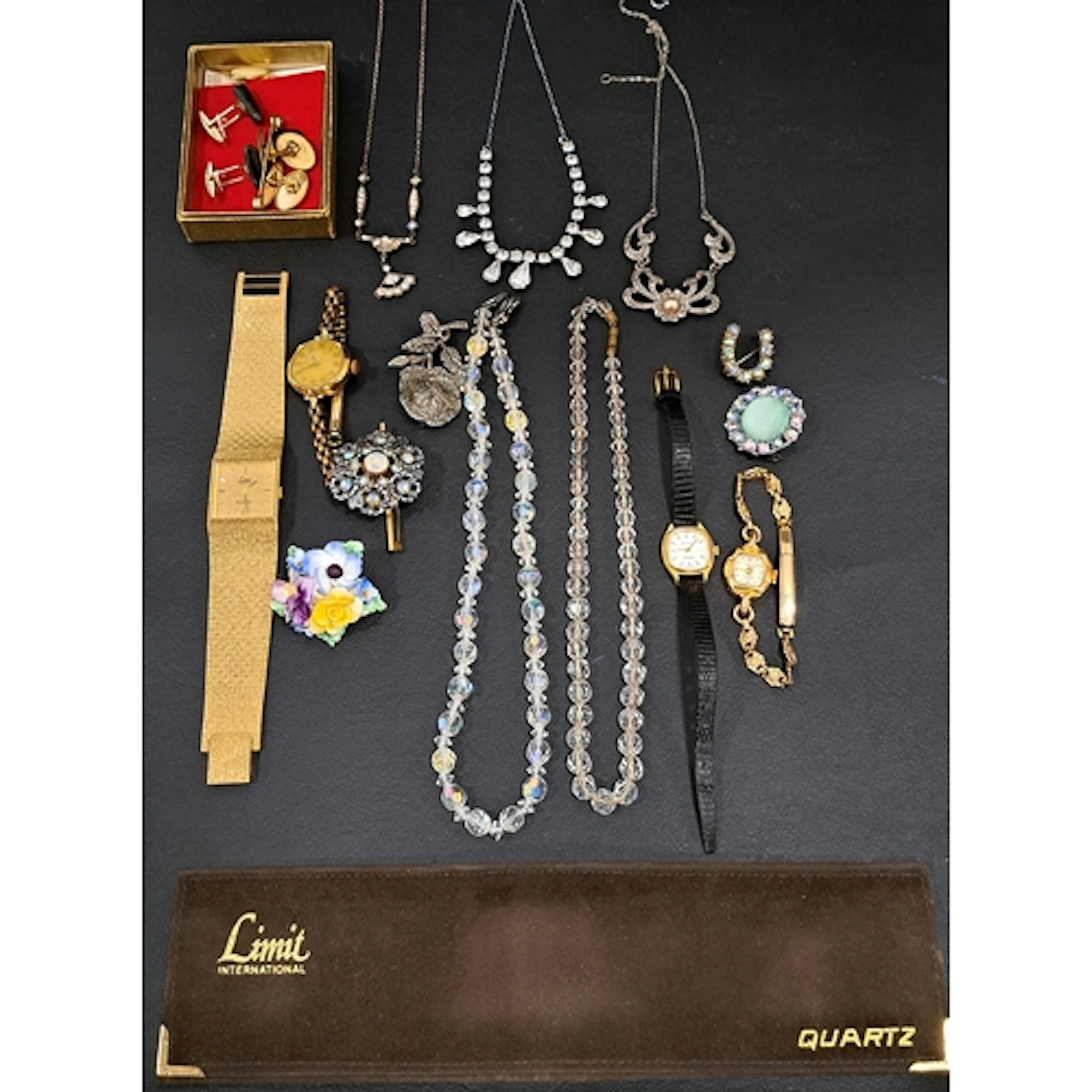 SELECTION OF VINTAGE JEWELLERY AND WATCHES including paste a...