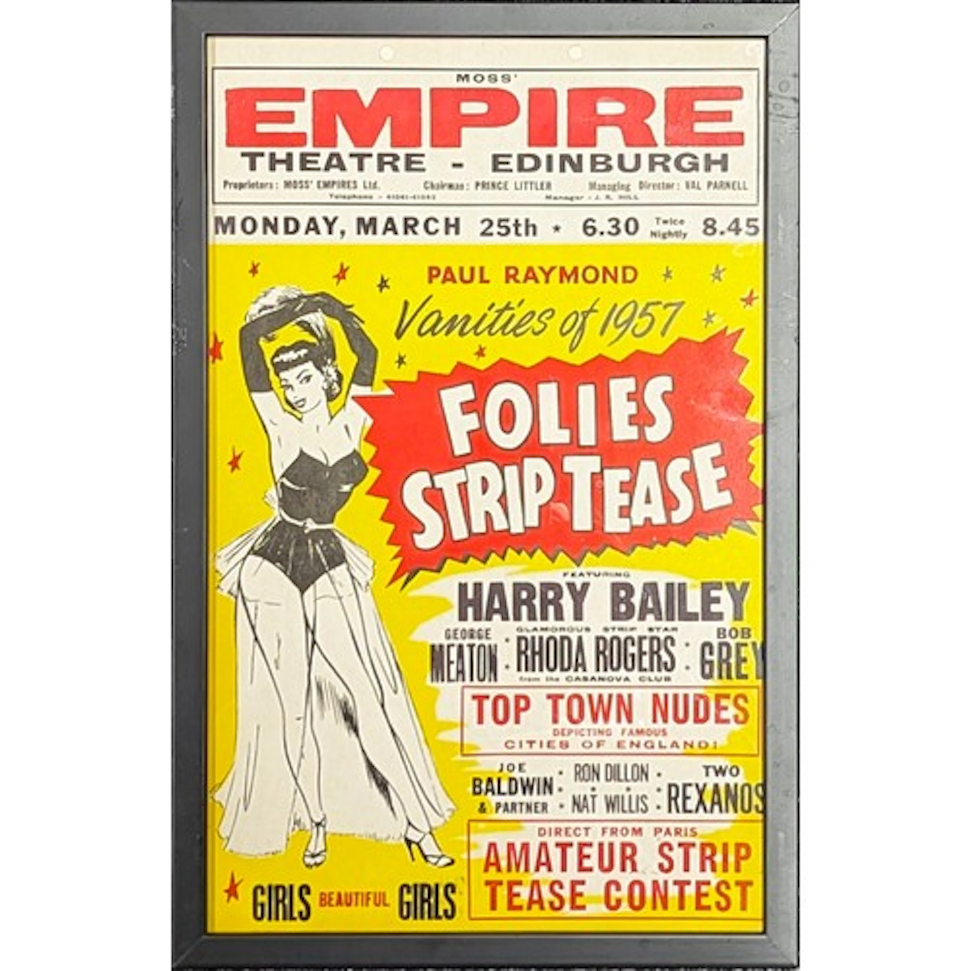 Glamour and Erotica - a mid-20th century bill or poster, Mos...